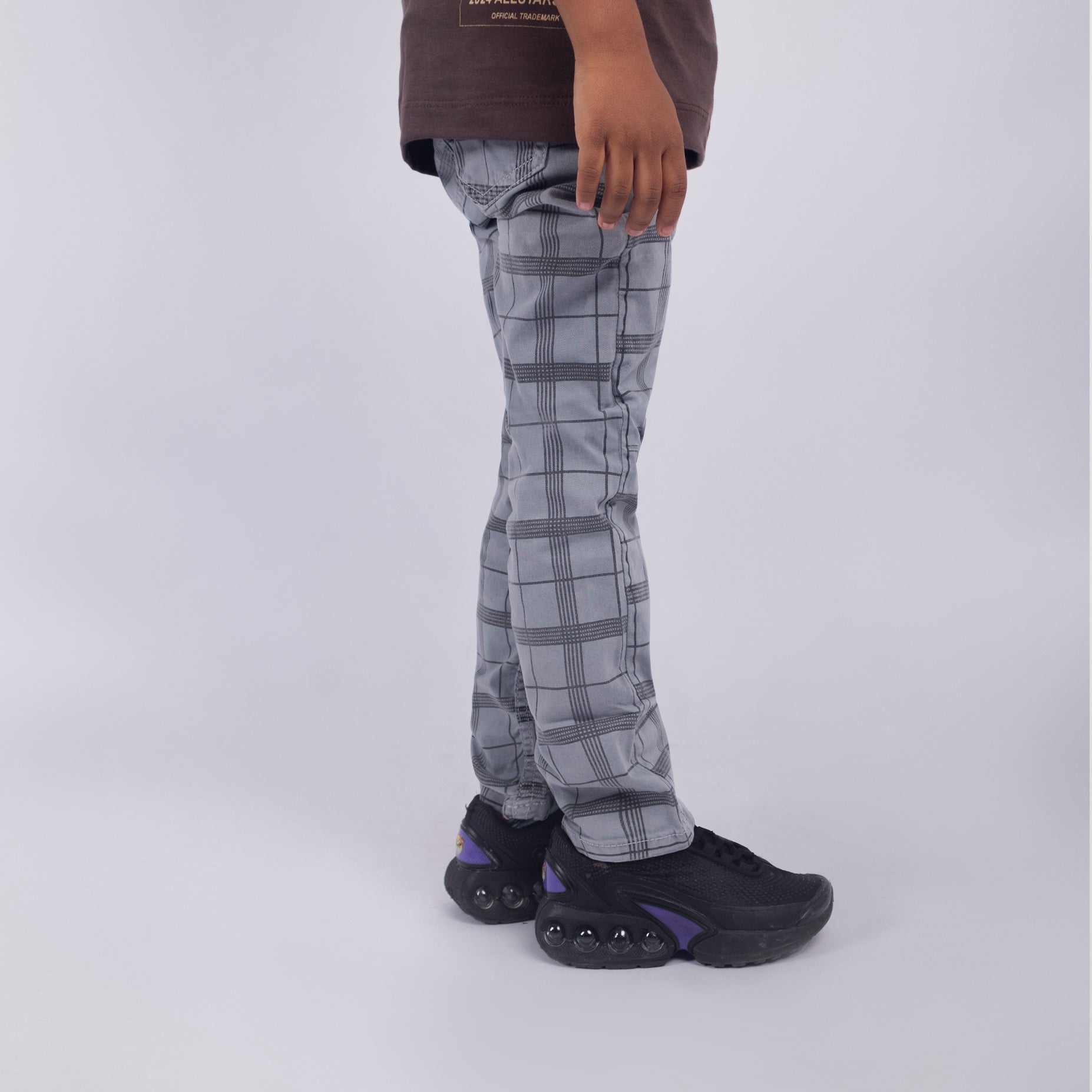 Dril Kids Cuadros gris claro