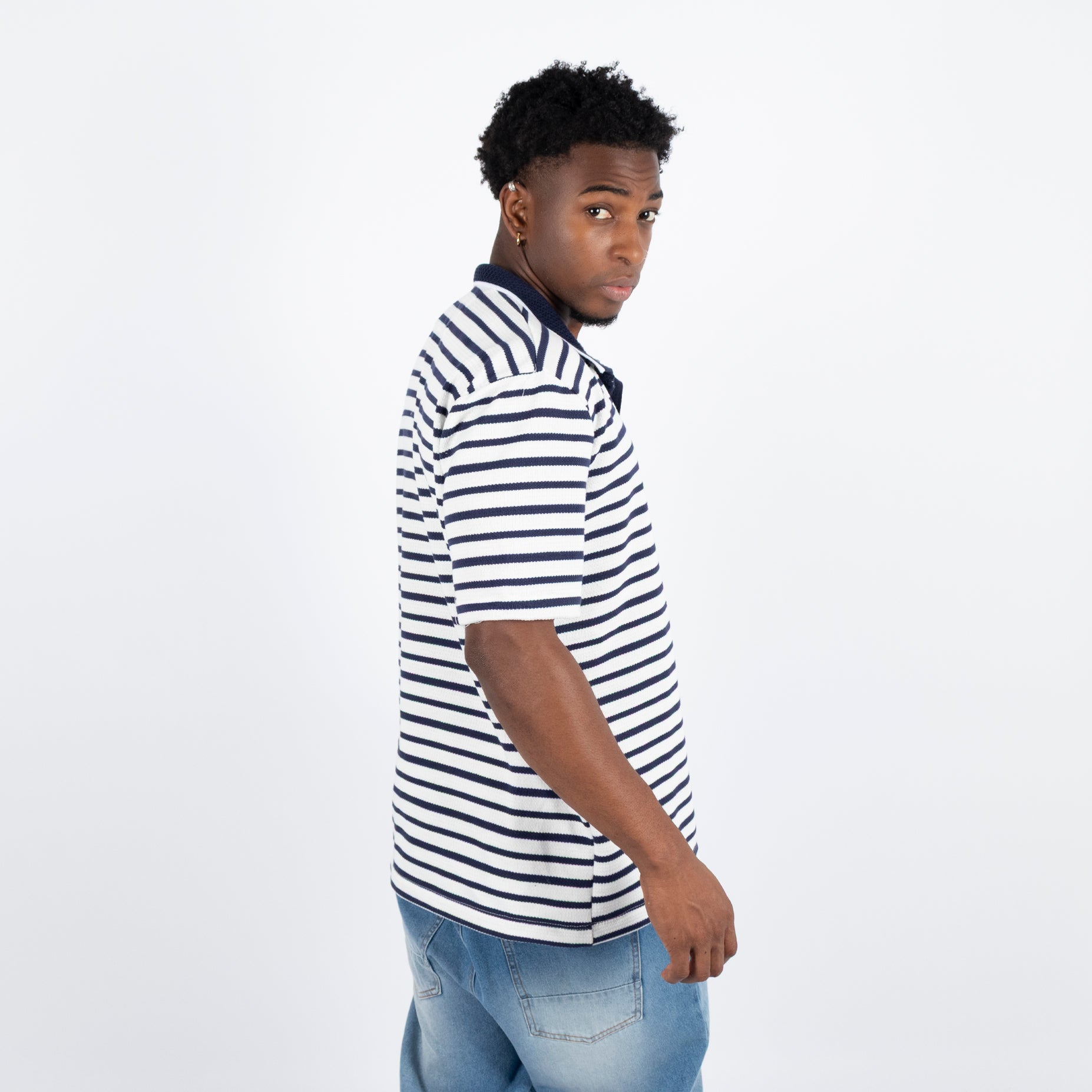 Polo hombre textura azul