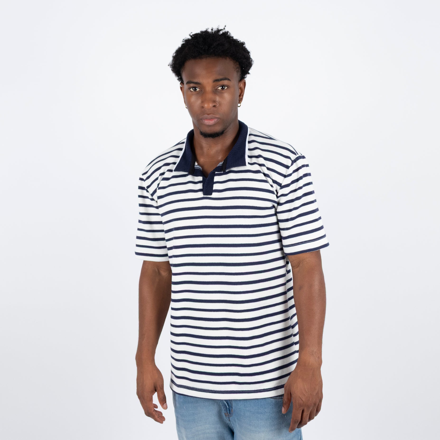 Polo hombre textura azul