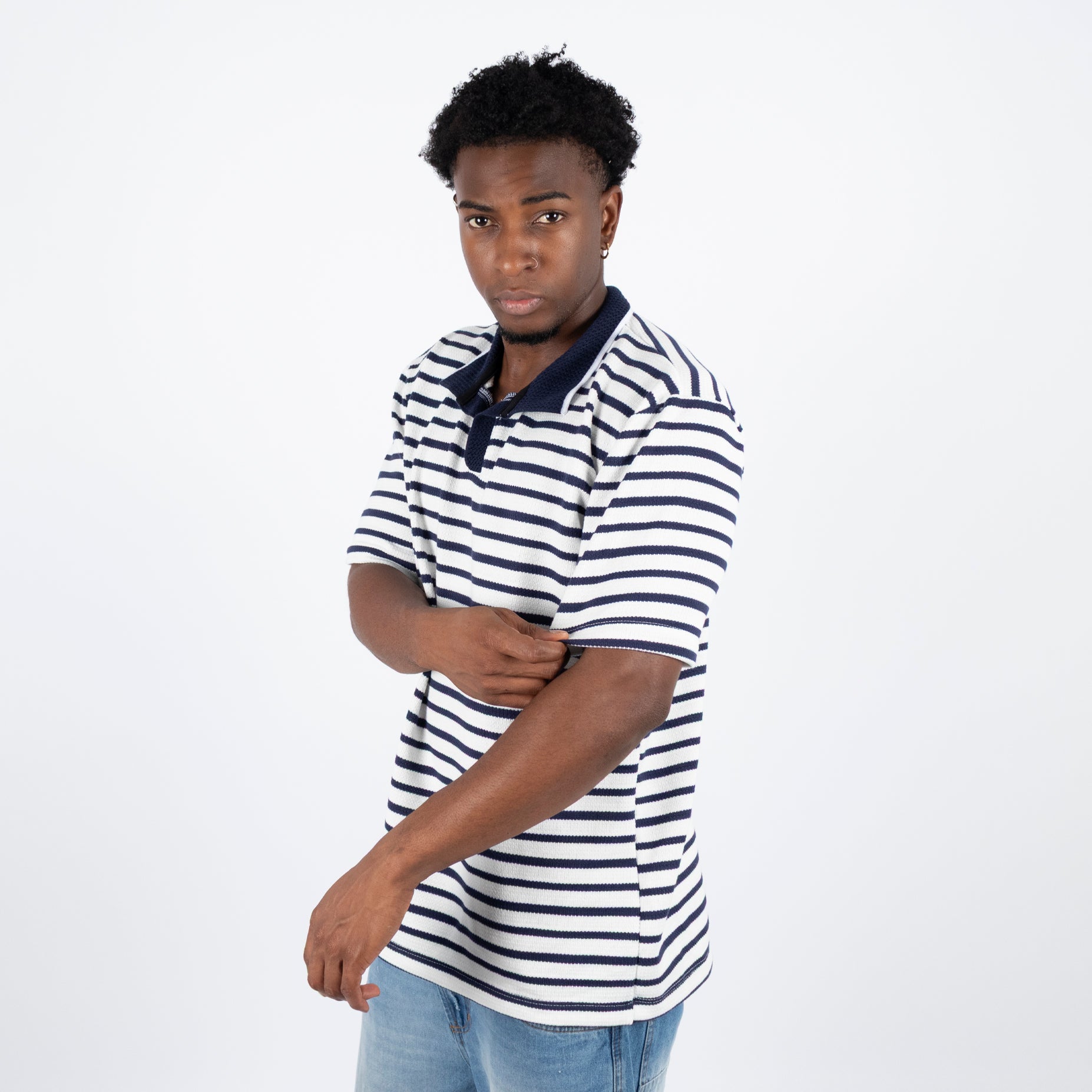 Polo hombre textura azul