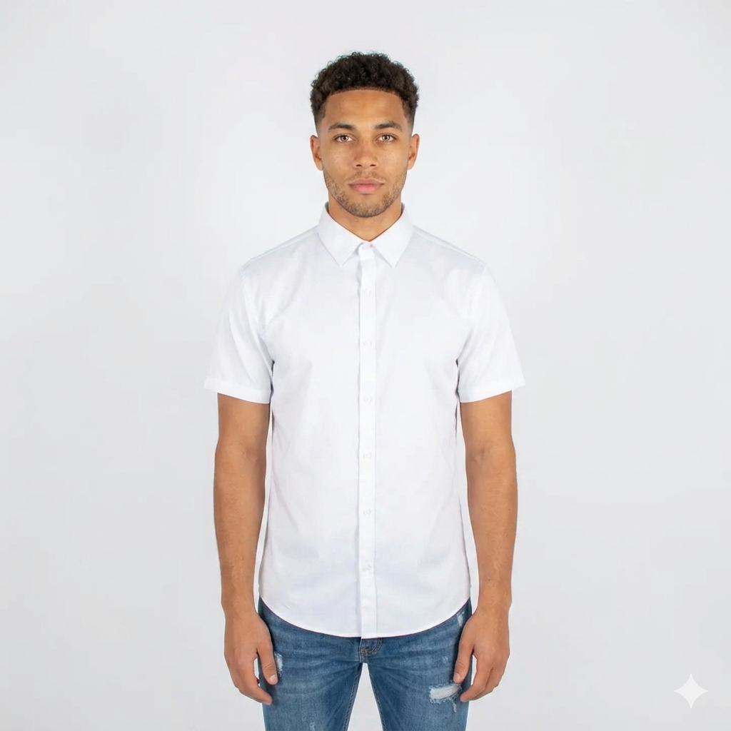 Camisa hombre cuello blanca