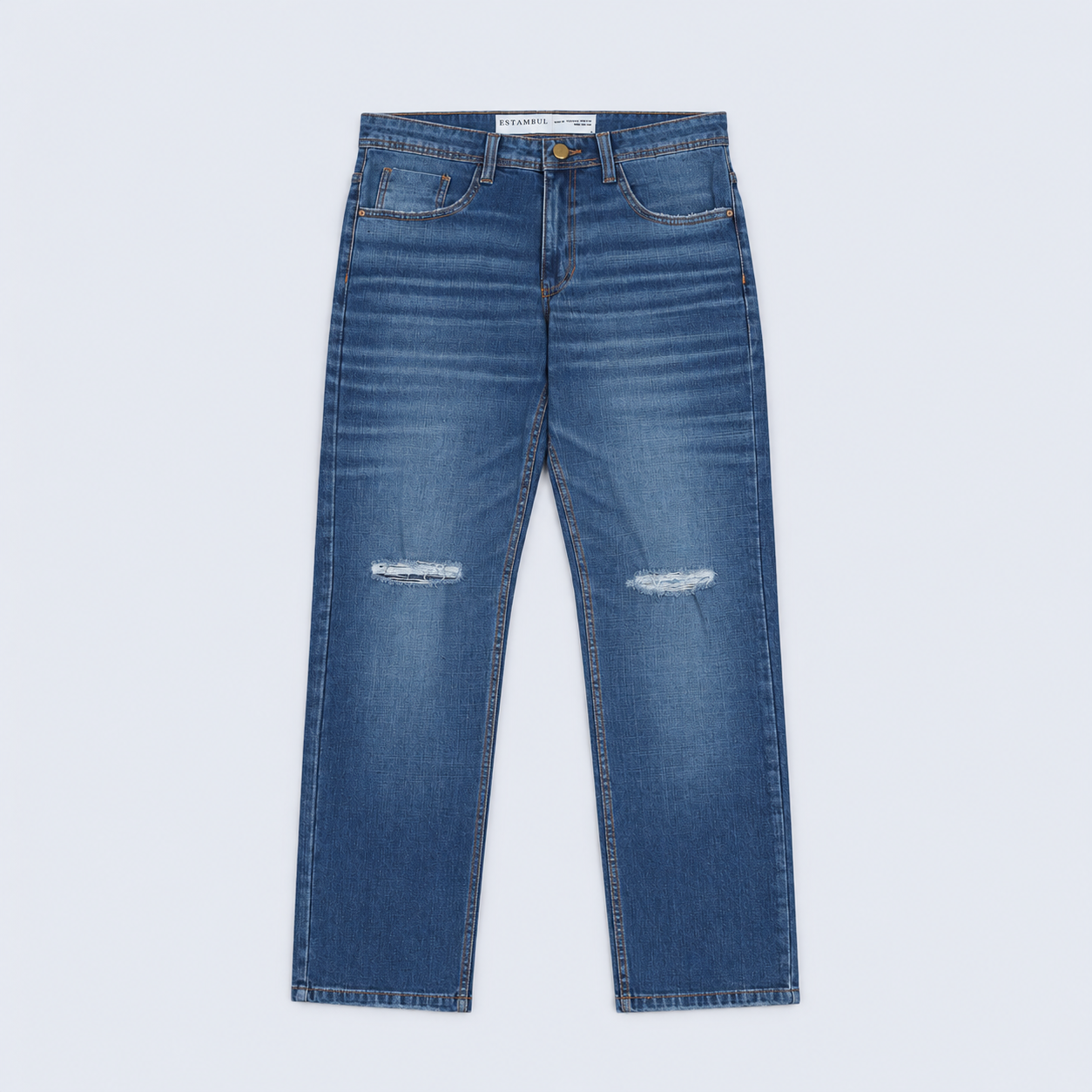 Jean hombre recto roto rodilla