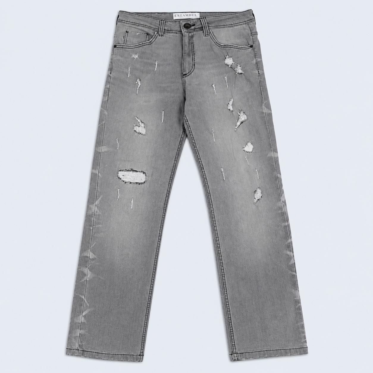 Jean hombre regular gris con rotos