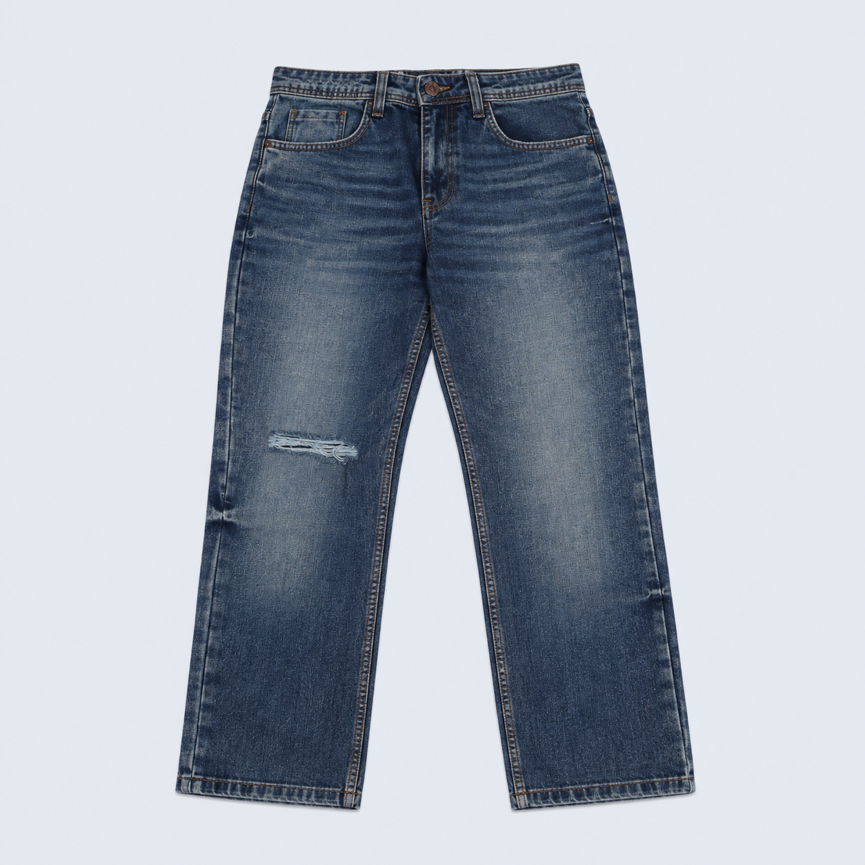 Jean hombre recto roto rodilla