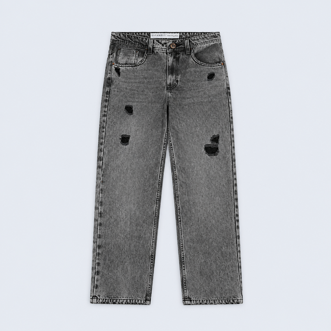 Jean hombre recto gris desgaste