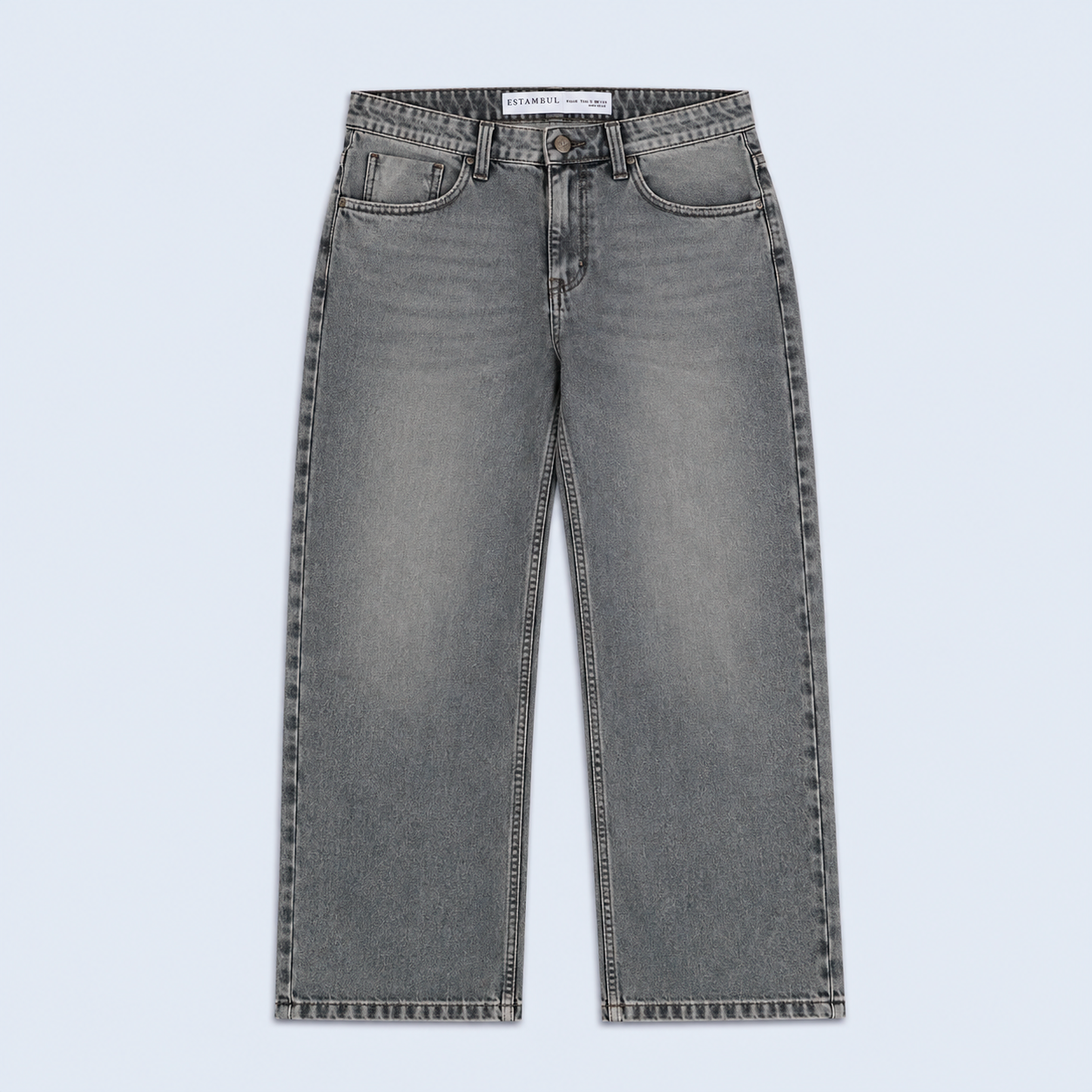 Jean hombre recto gris clasico