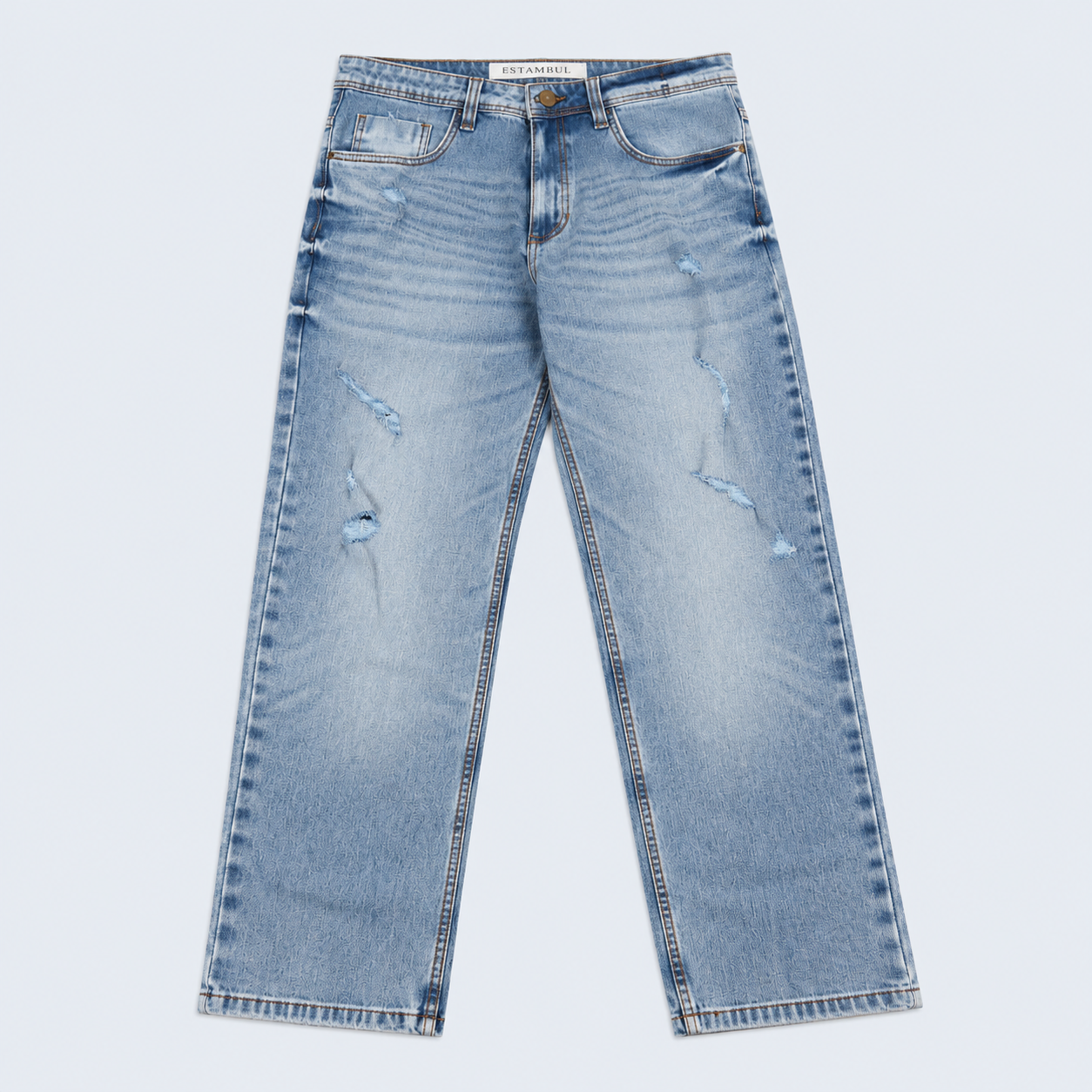 Jean hombre regular azul claro con rotos
