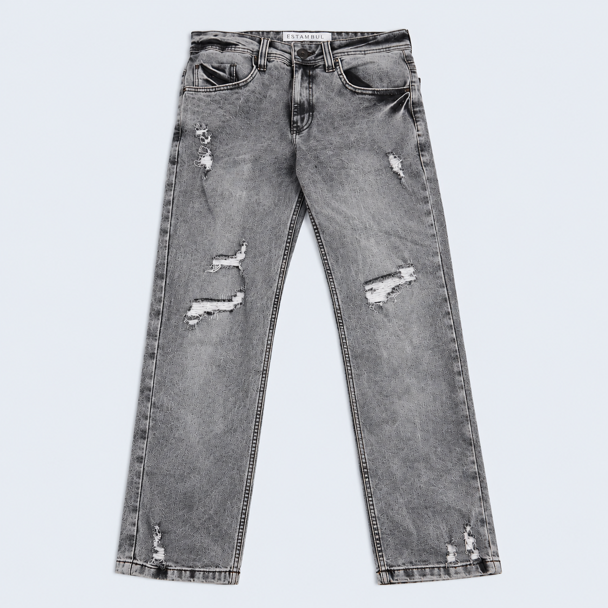 Jean hombre regular gris con rotos