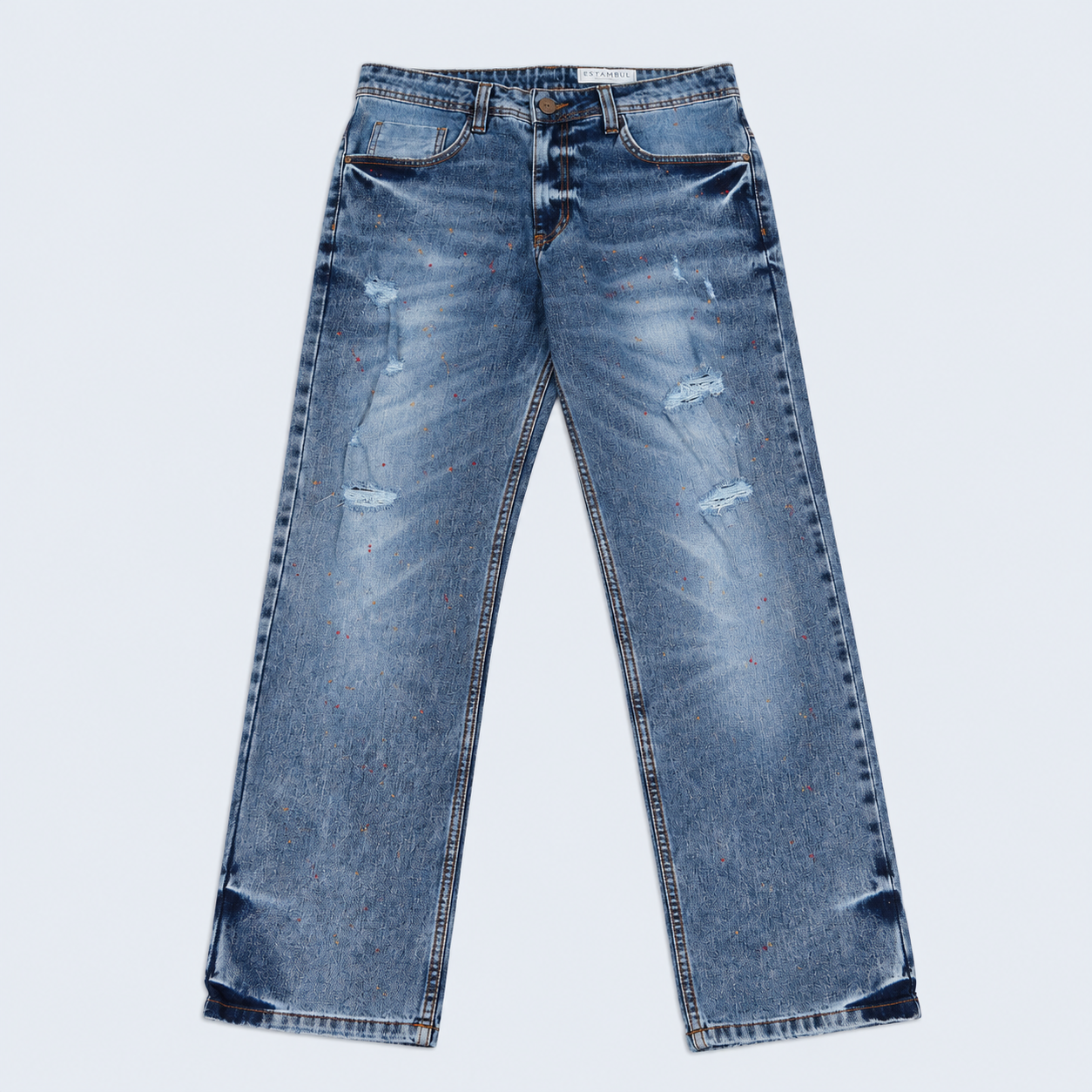 Jean hombre regular azul con rotos