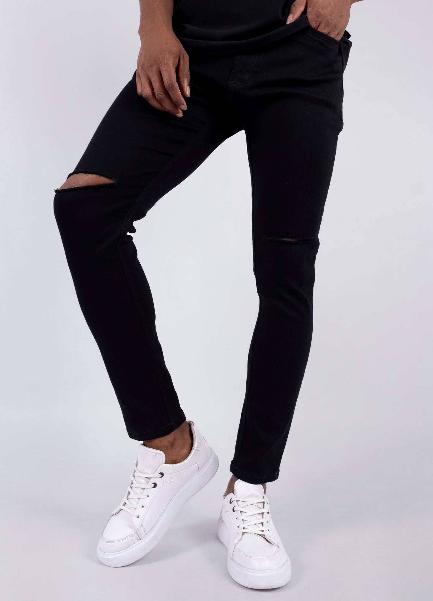 Jean hombre Skinny negro roto rodilla – Estambul STB
