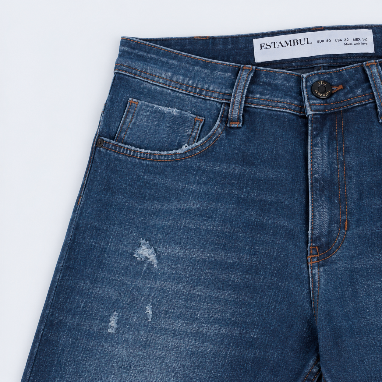 Jean hombre recto azul