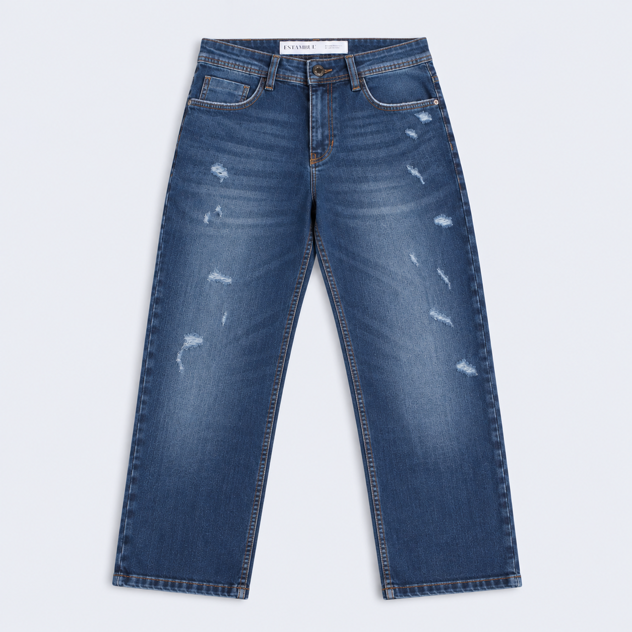 Jean hombre recto azul