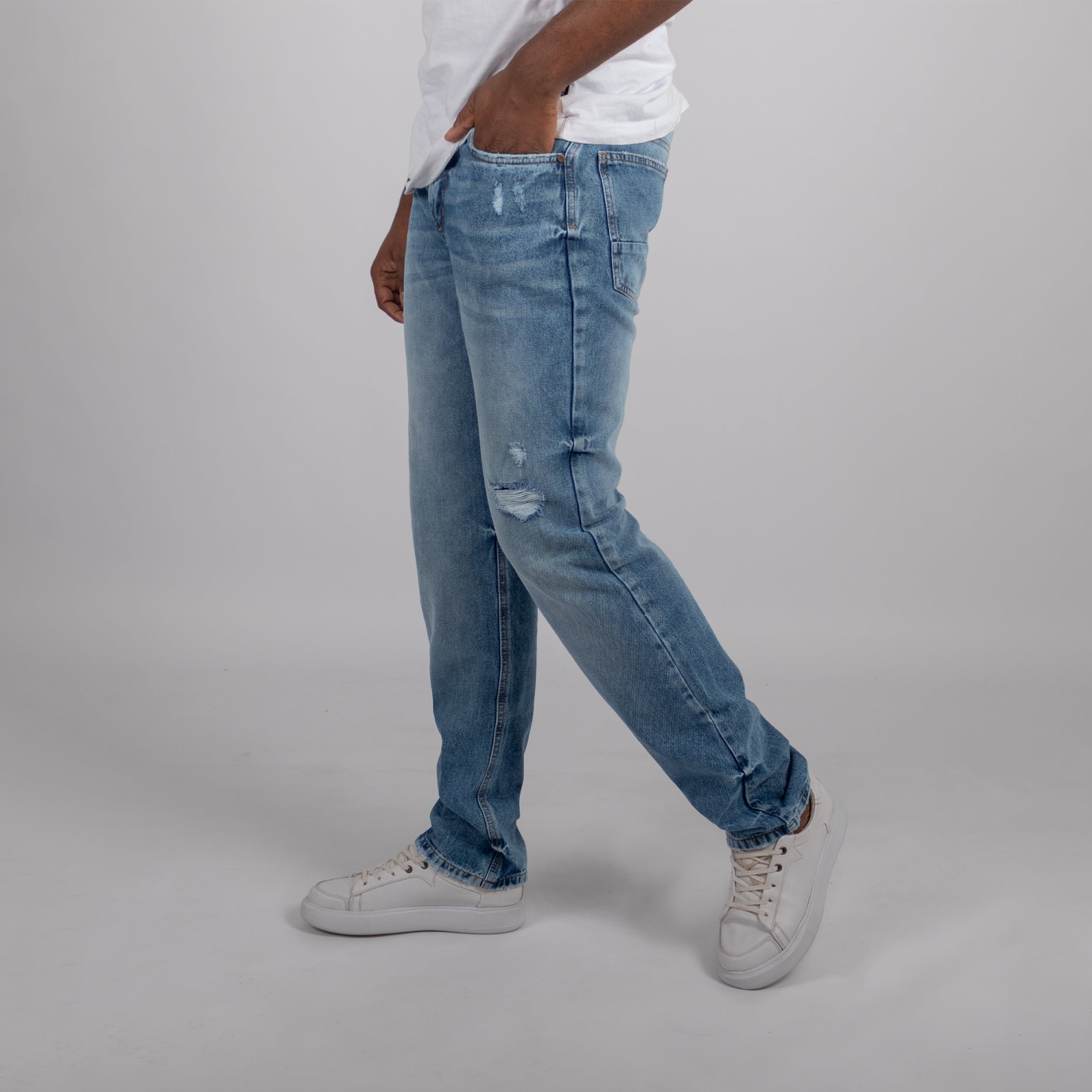 Jean hombre recto azul