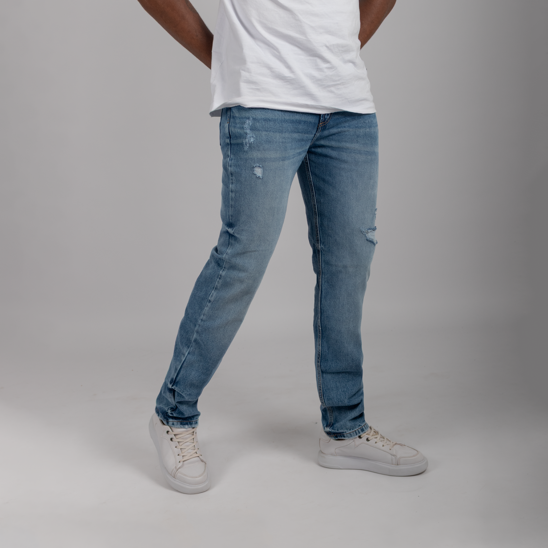 Jean hombre recto azul