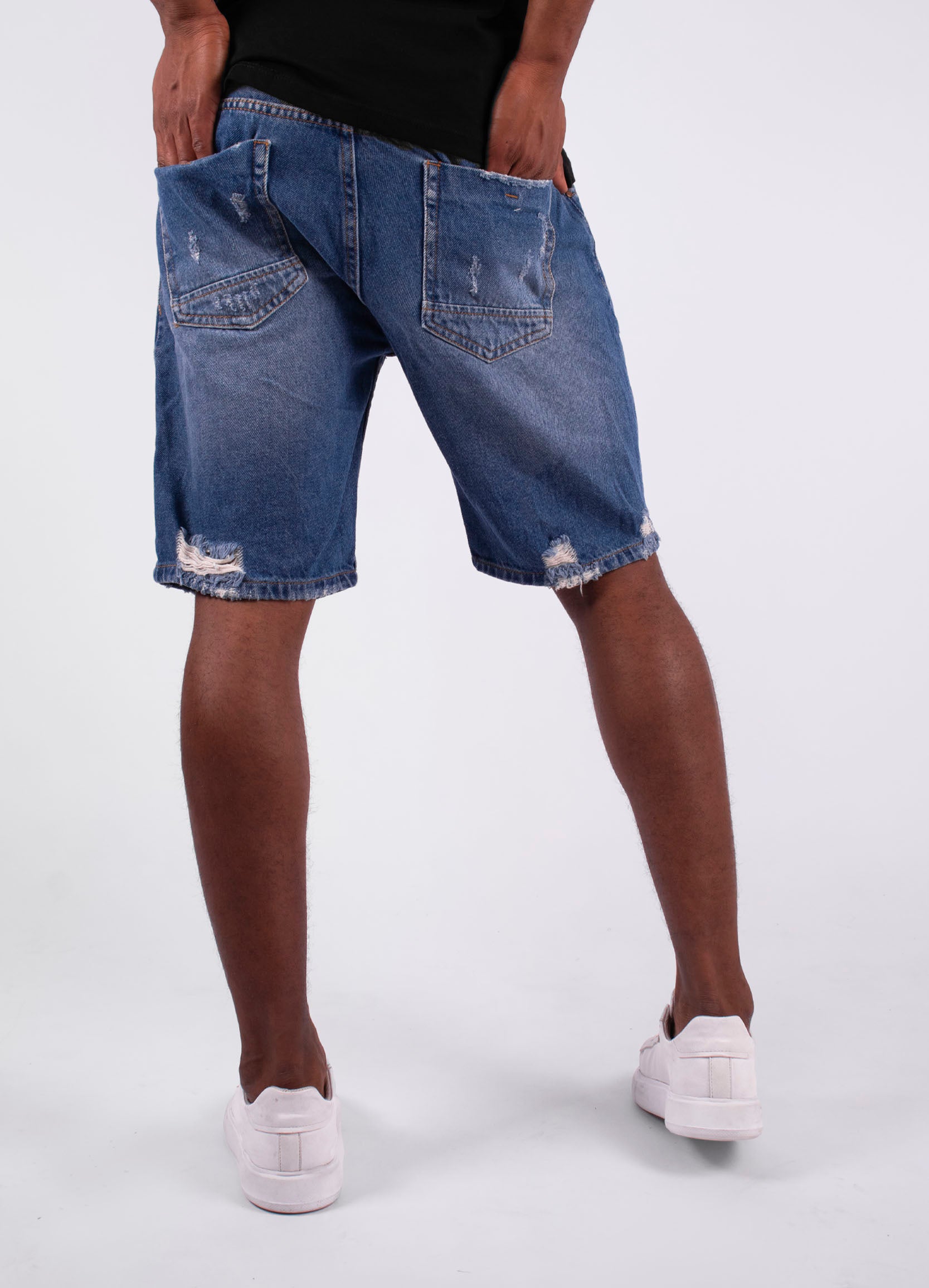 Bermuda hombre denim con roto