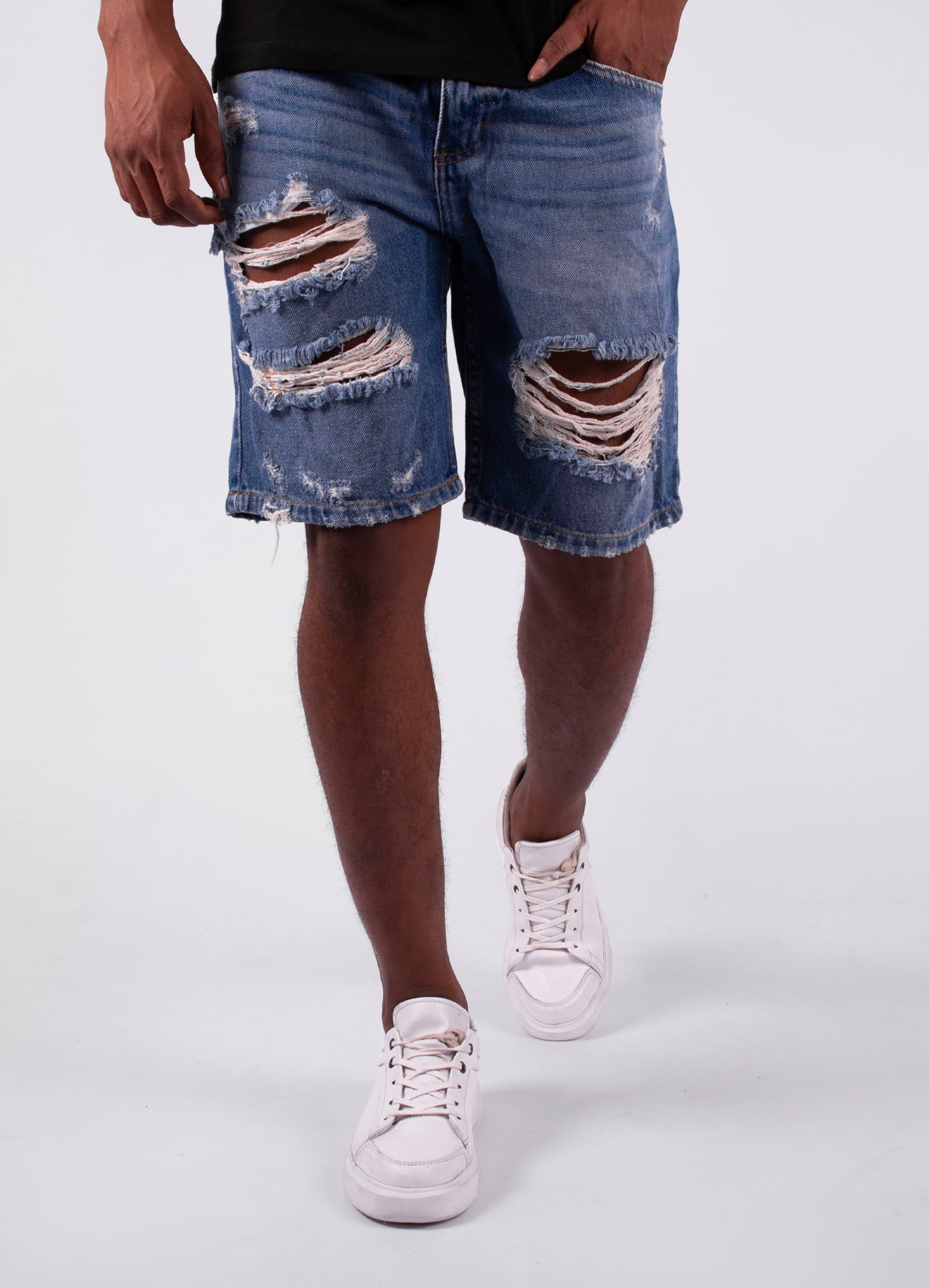 Bermuda hombre denim con roto