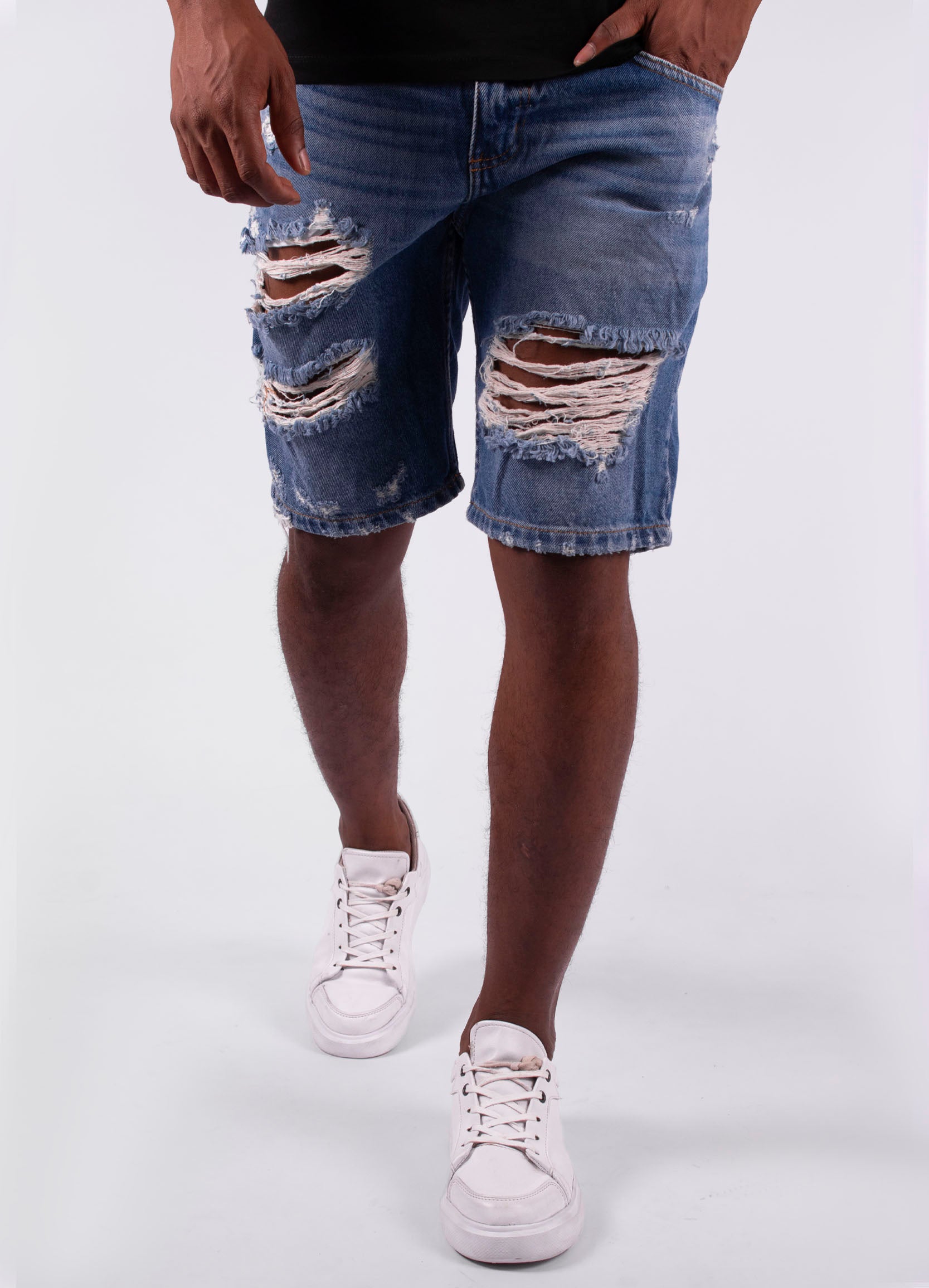 Bermuda hombre denim con roto