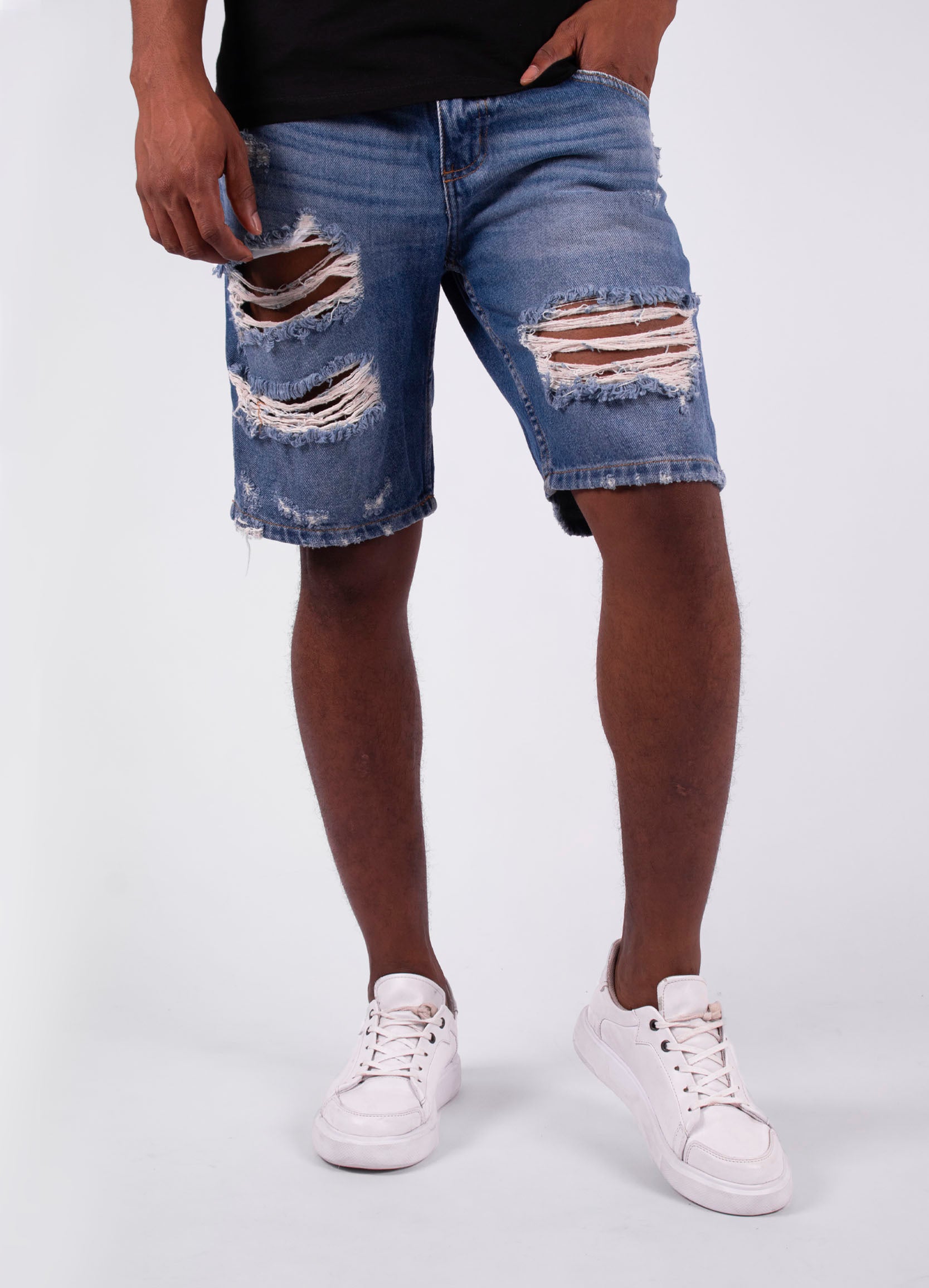 Bermuda hombre denim con roto
