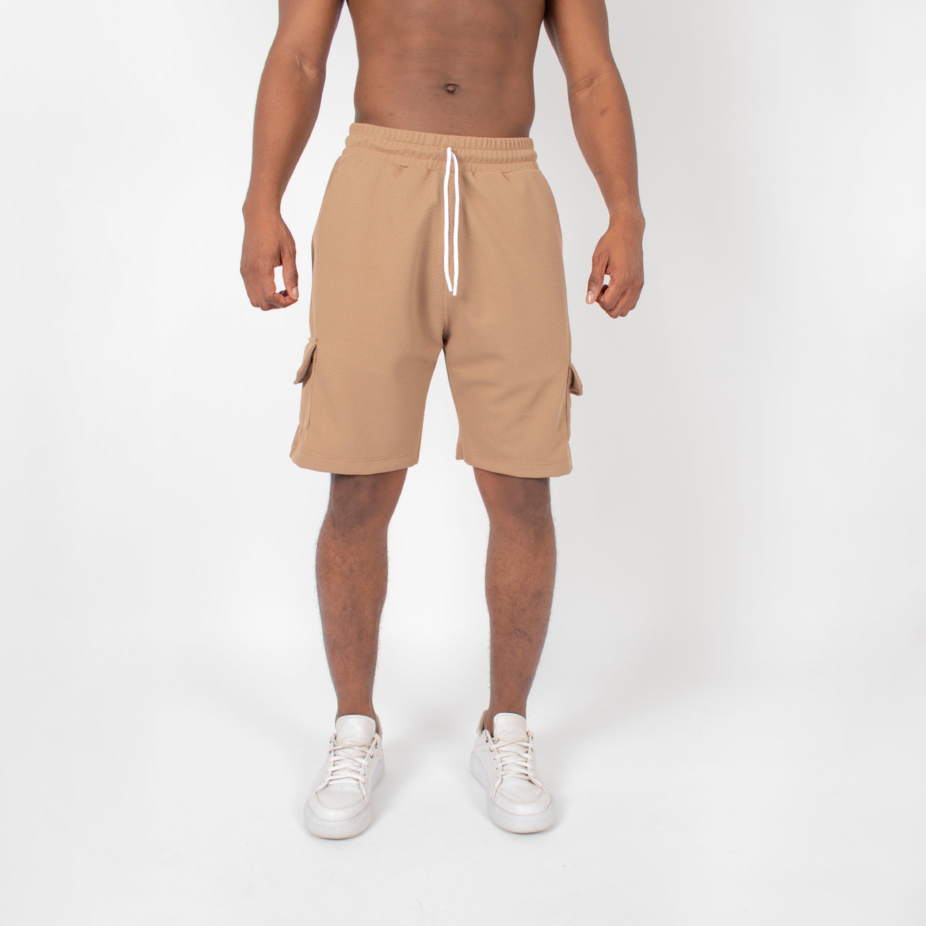 Pantaloneta hombre cargo textura camel