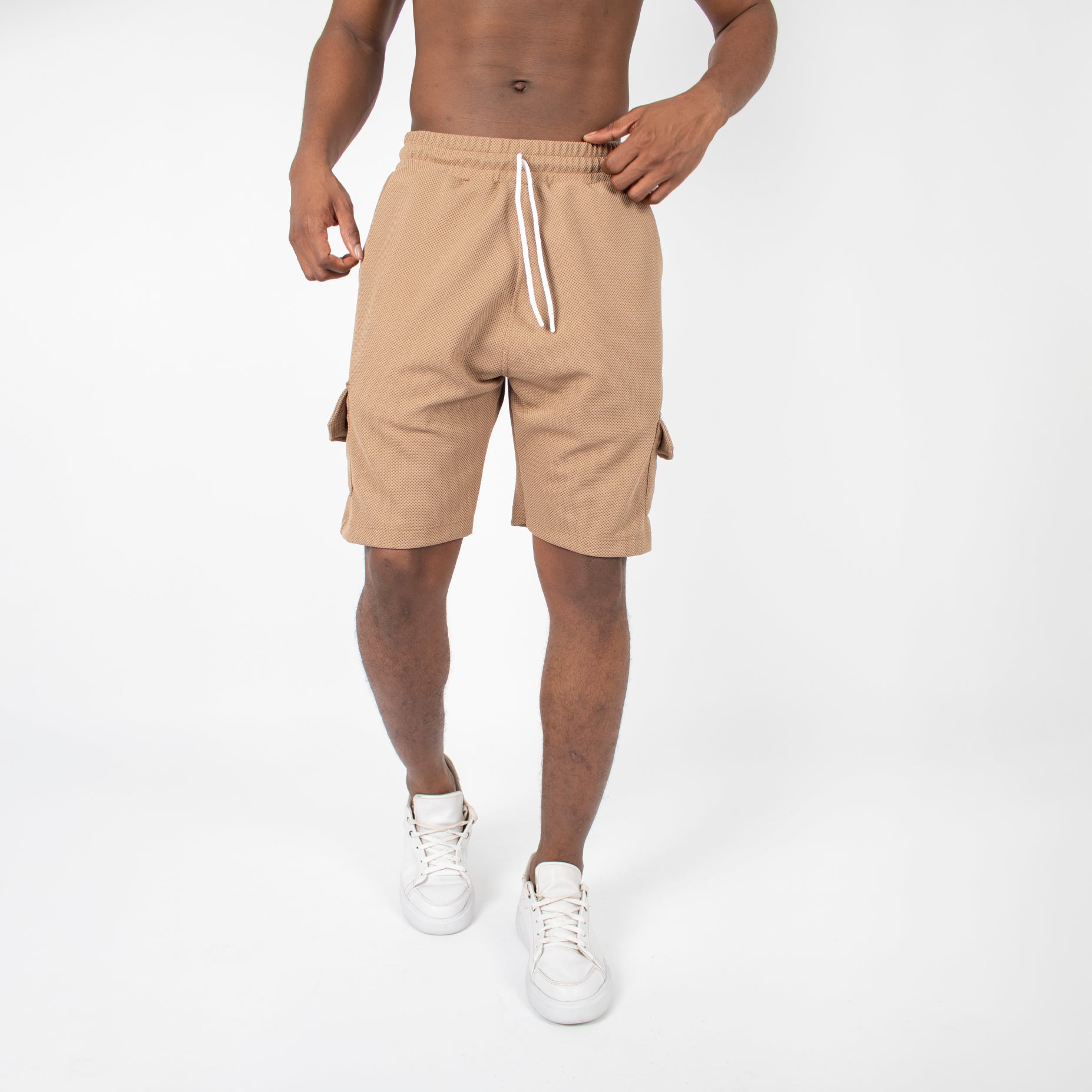 Pantaloneta hombre cargo textura camel