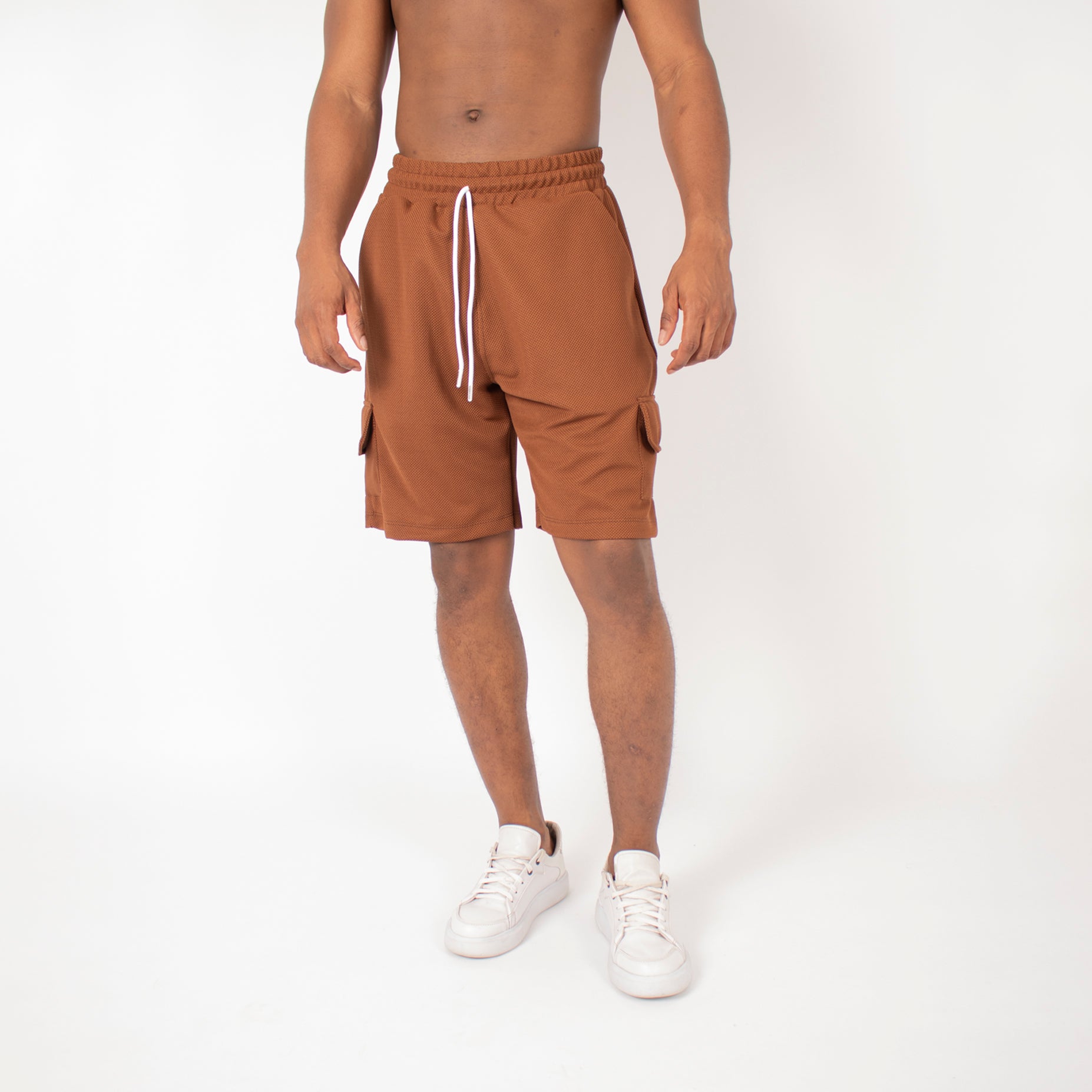 Pantaloneta hombre cargo textura cafe