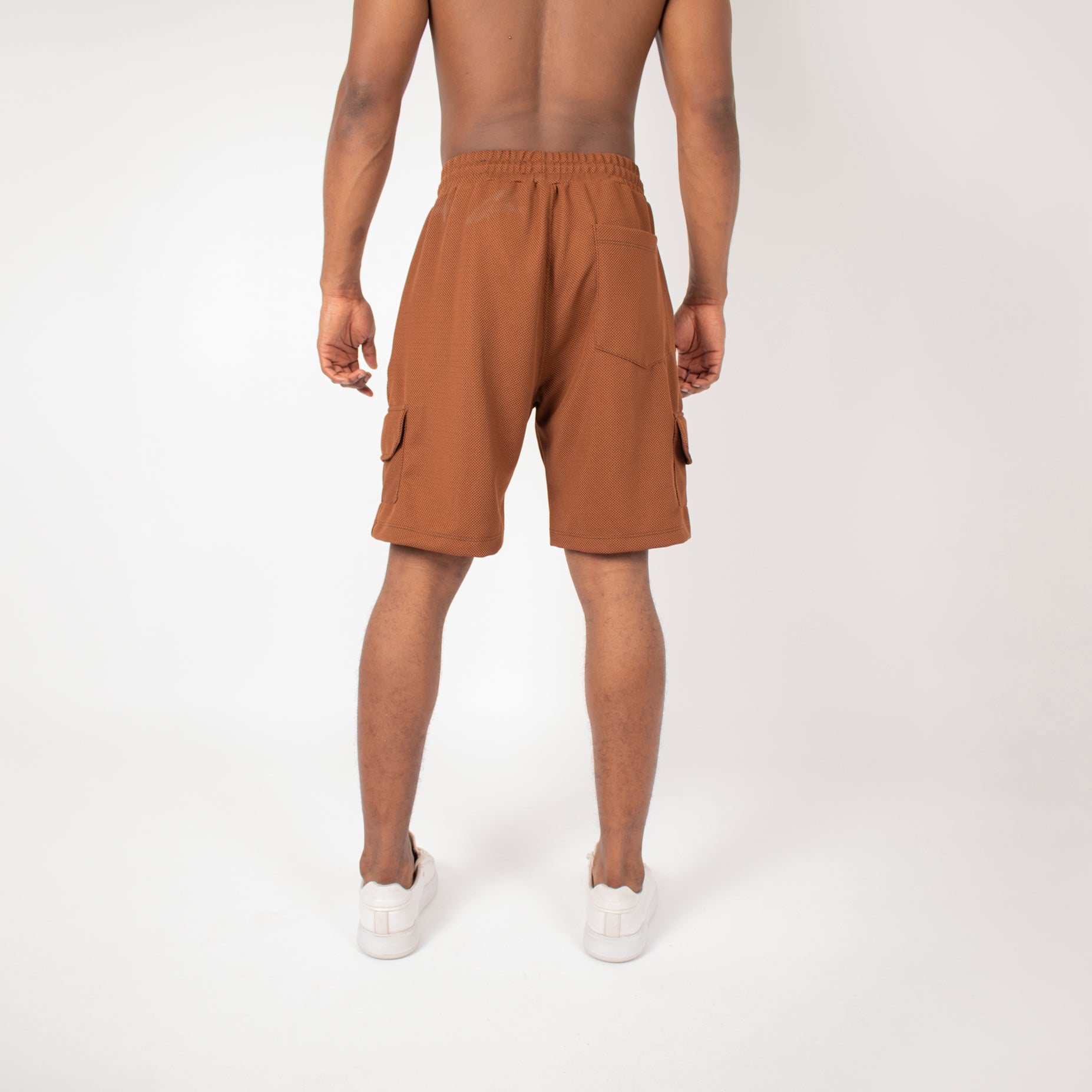 Pantaloneta hombre cargo textura cafe