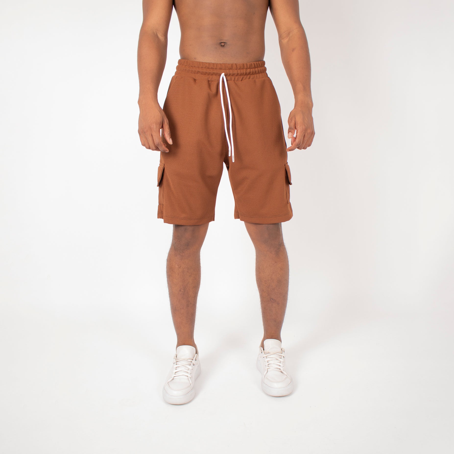 Pantaloneta hombre cargo textura cafe