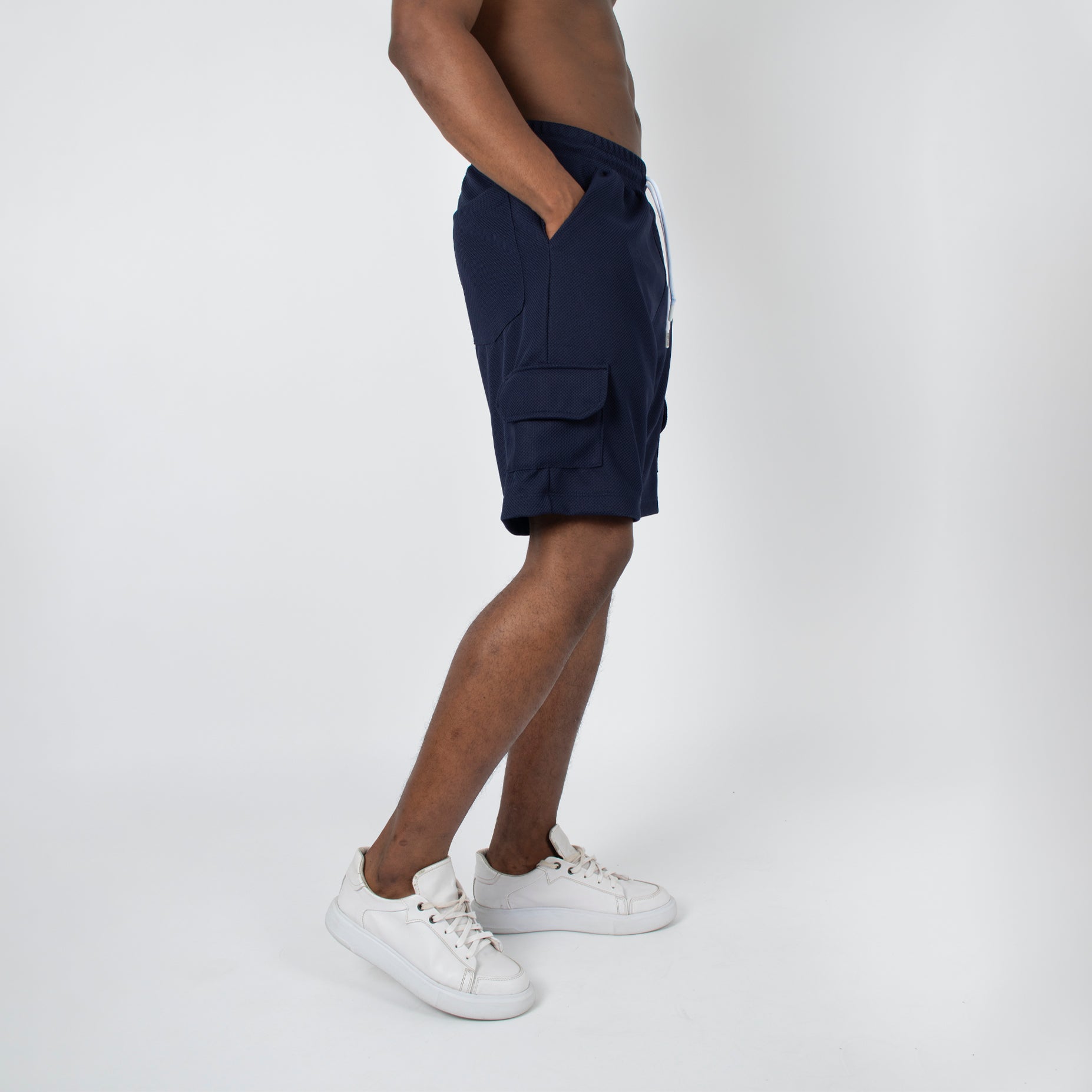 Pantaloneta hombre cargo textura azul