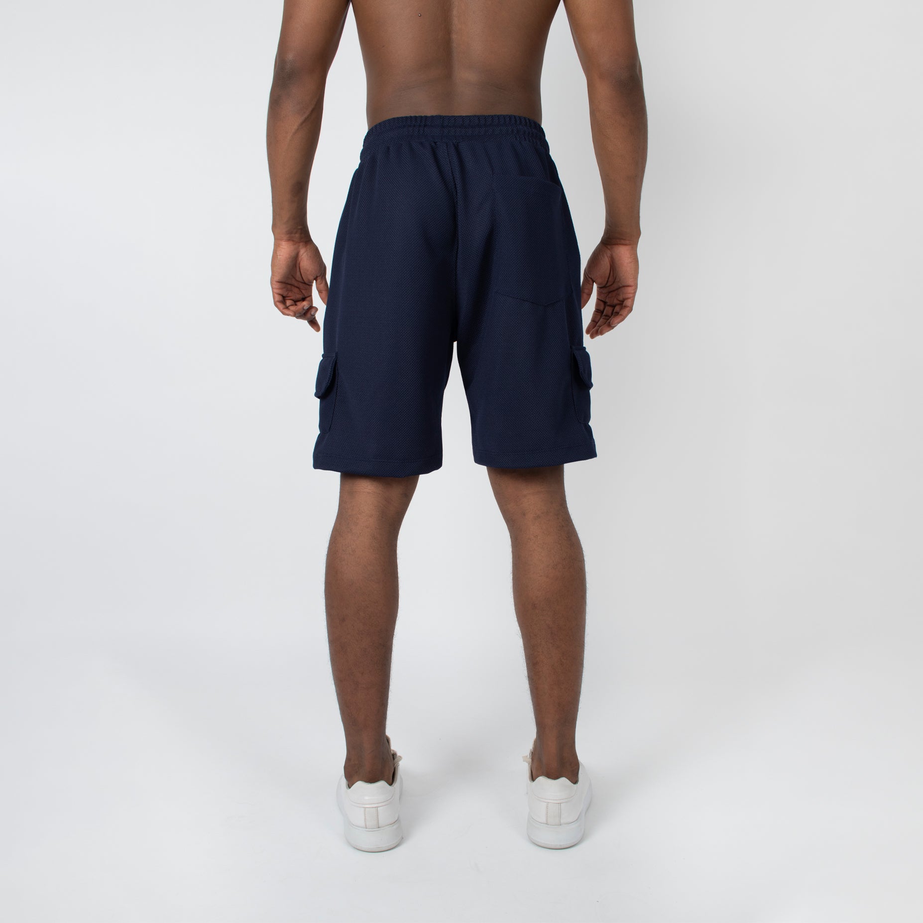 Pantaloneta hombre cargo textura azul