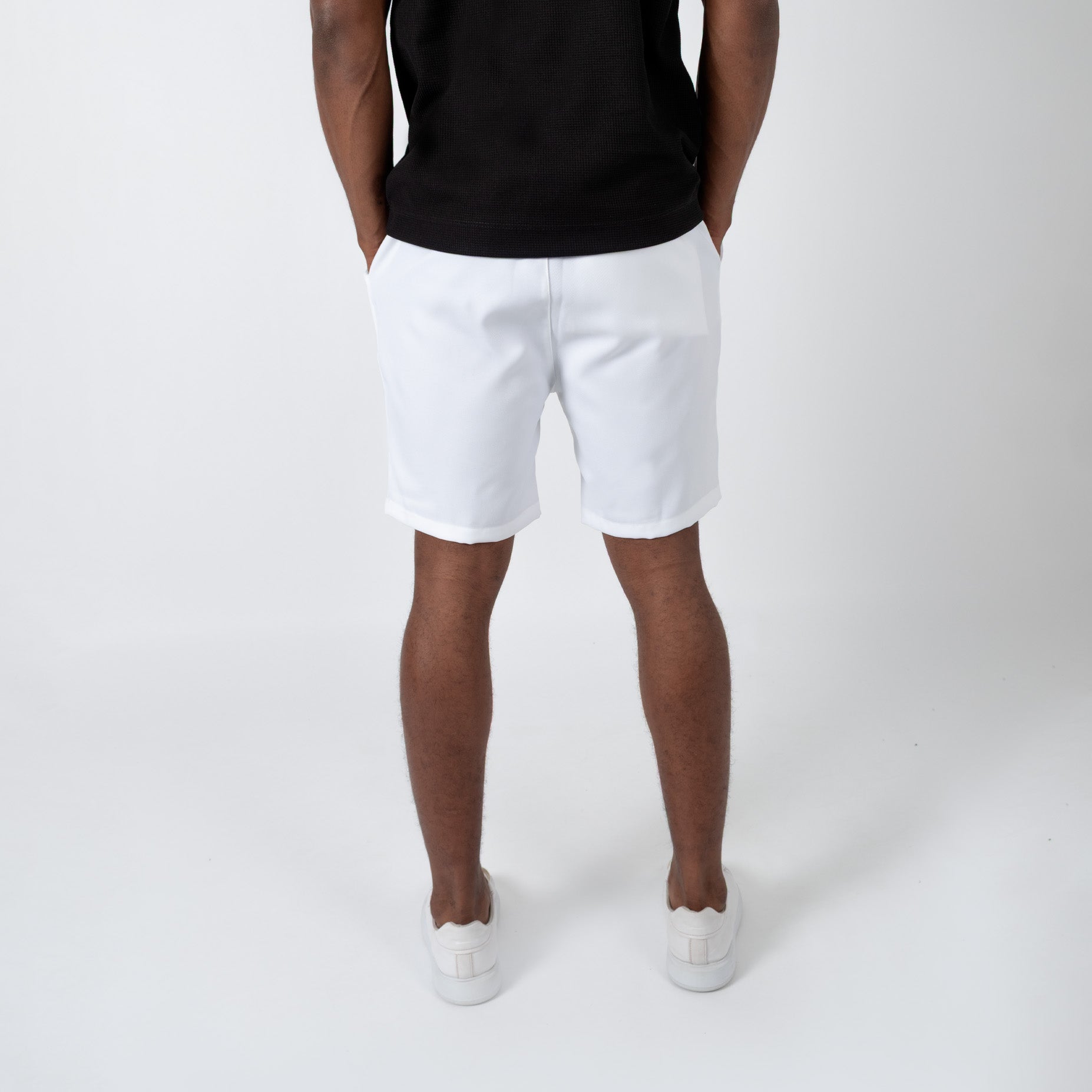 Bermuda hombre en lino blanca