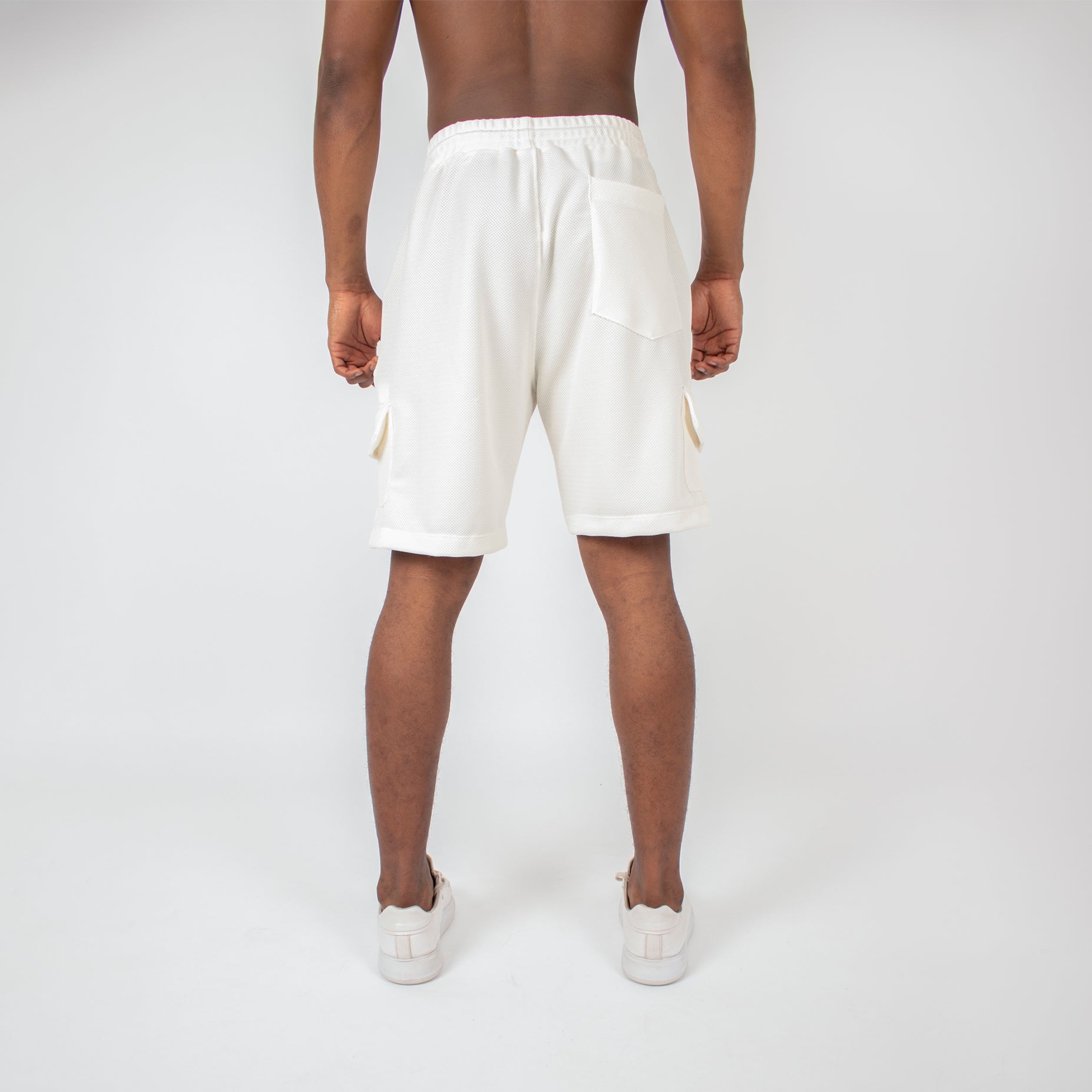 Pantaloneta hombre cargo textura marfil