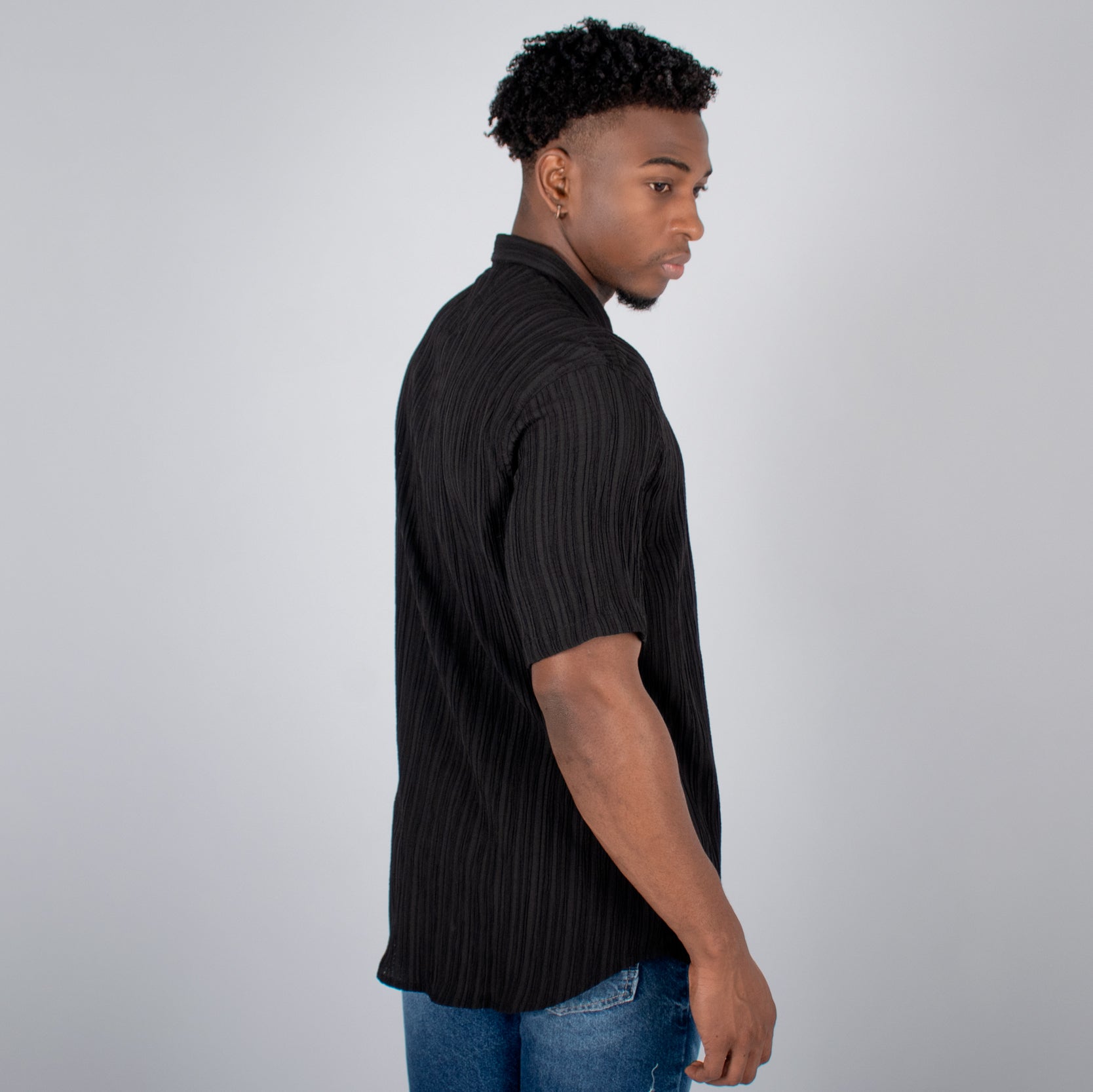 Camisa hombre textura negra