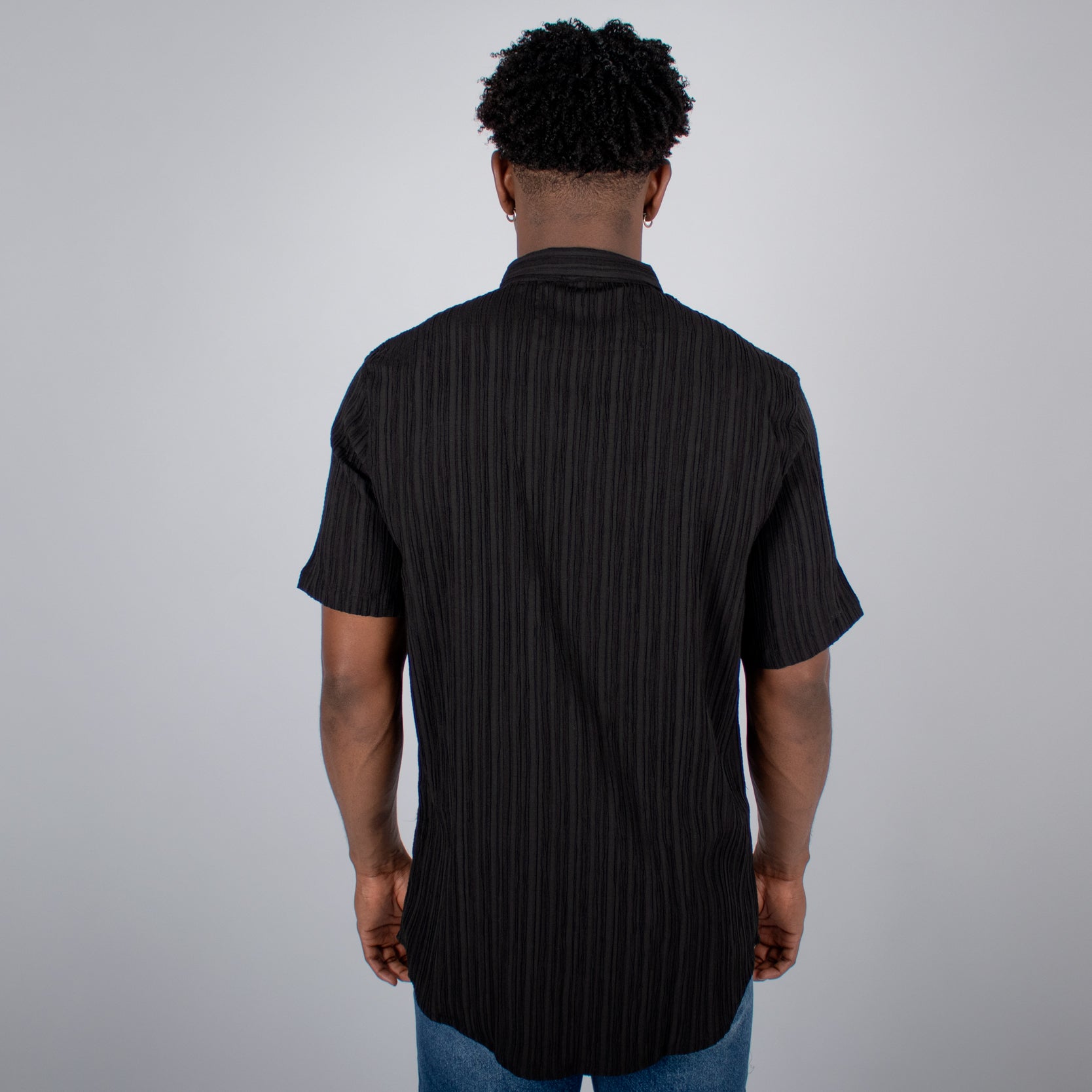 Camisa hombre textura negra