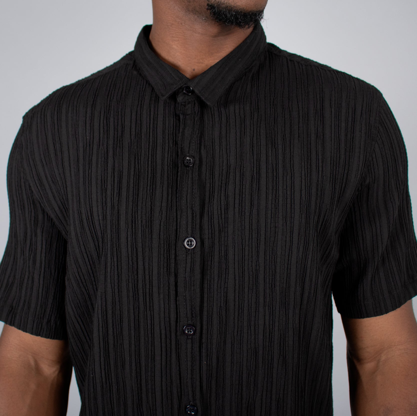 Camisa hombre textura negra