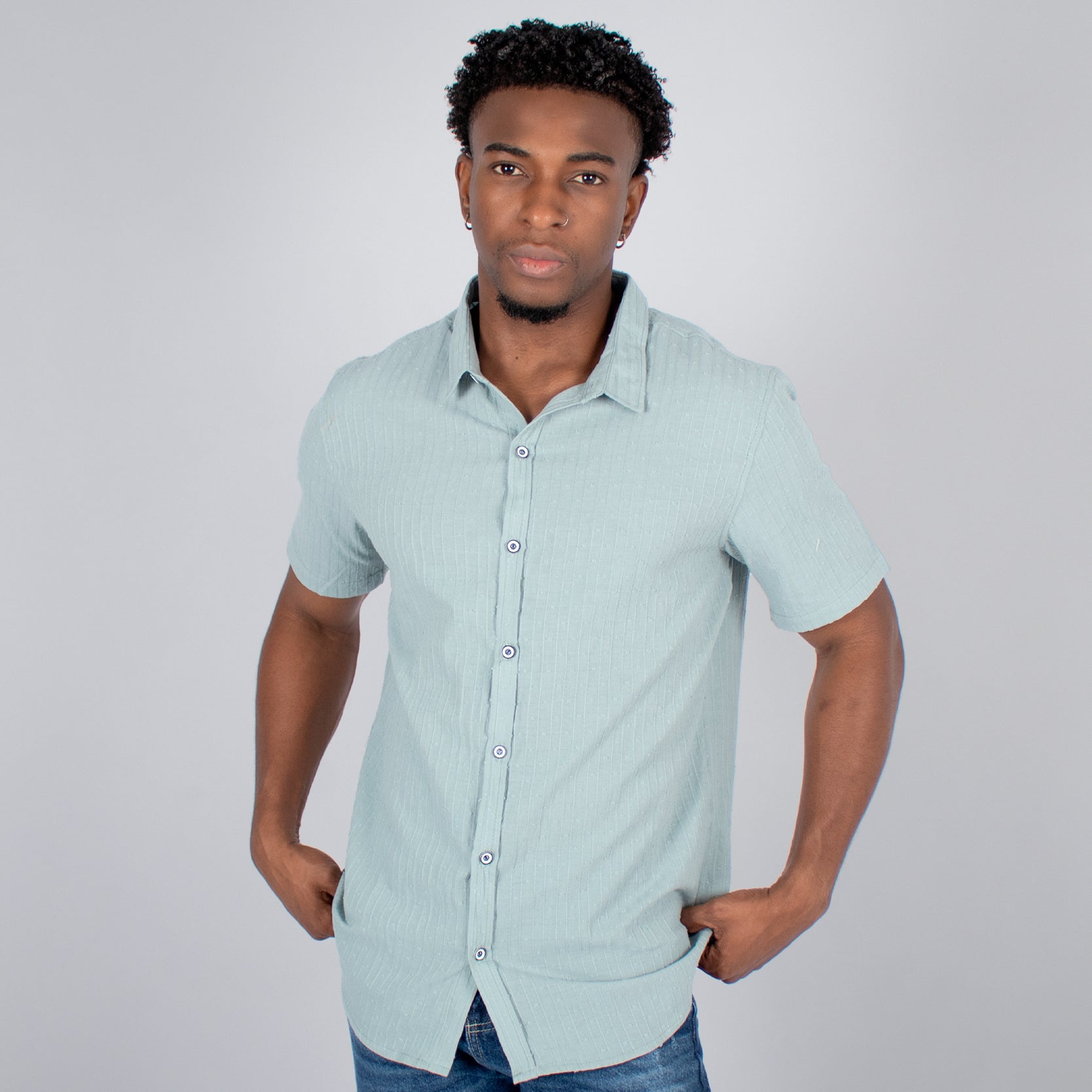 Camisa hombre textura aqua