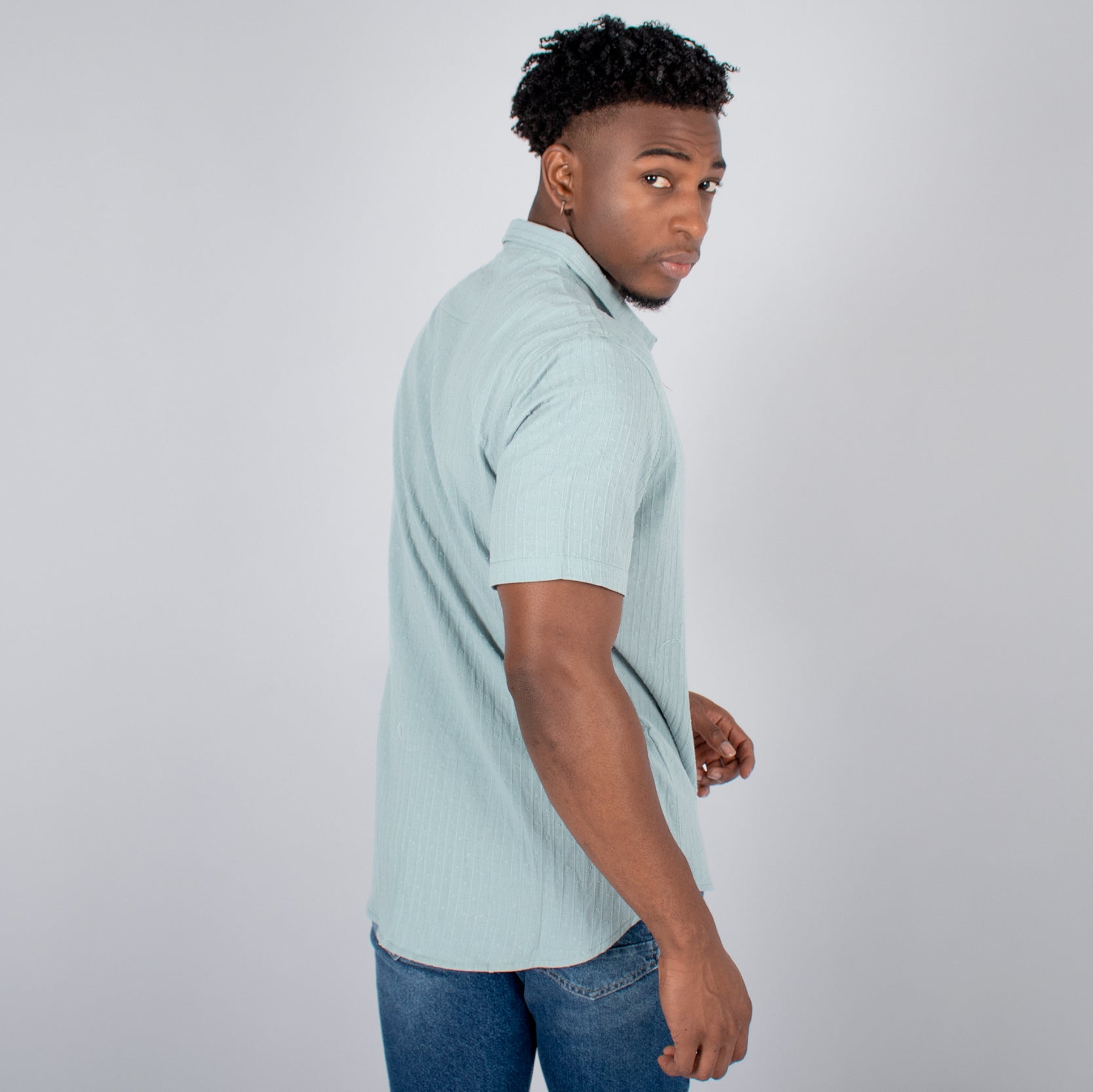 Camisa hombre textura aqua