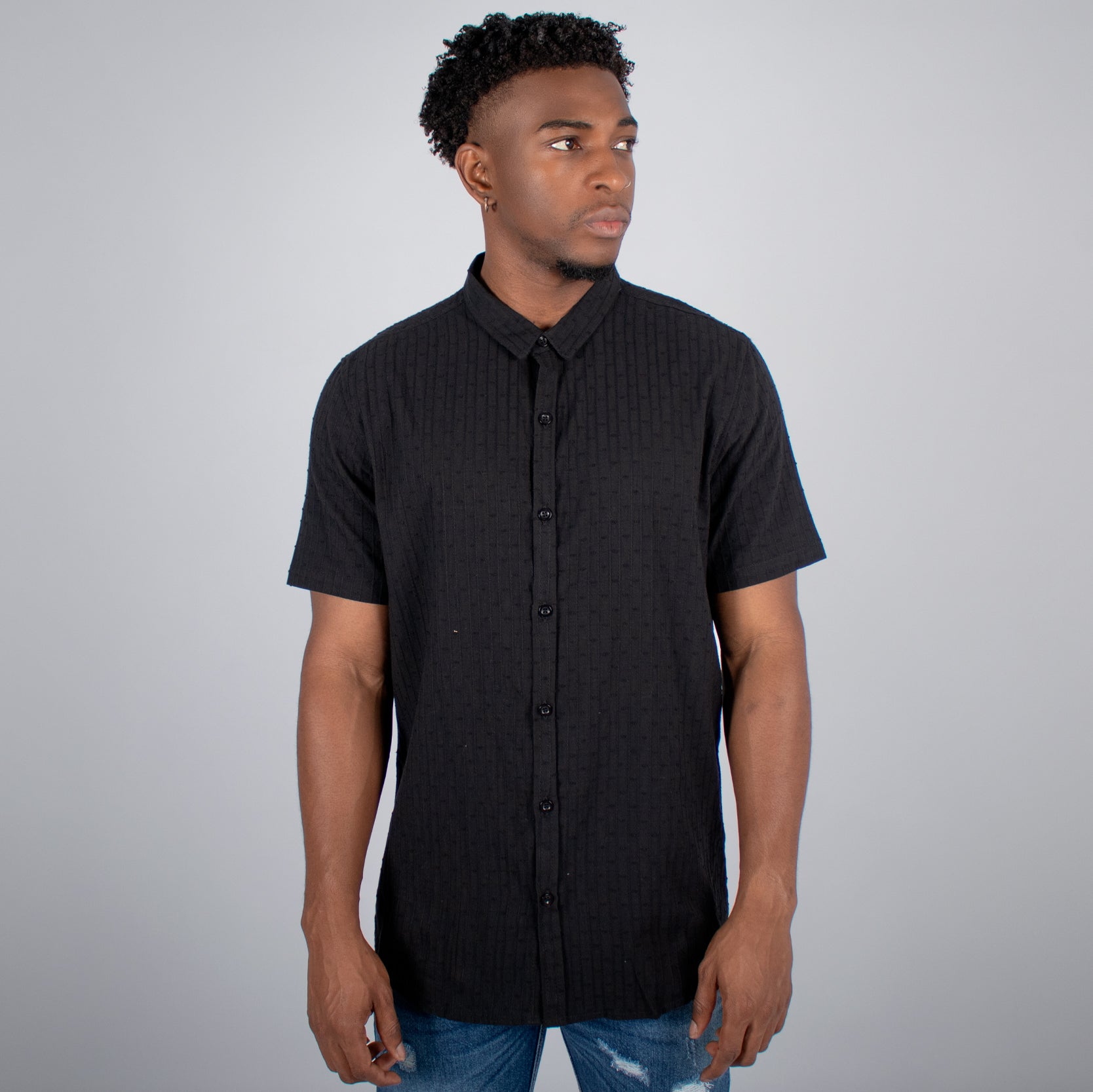 Camisa hombre textura negra
