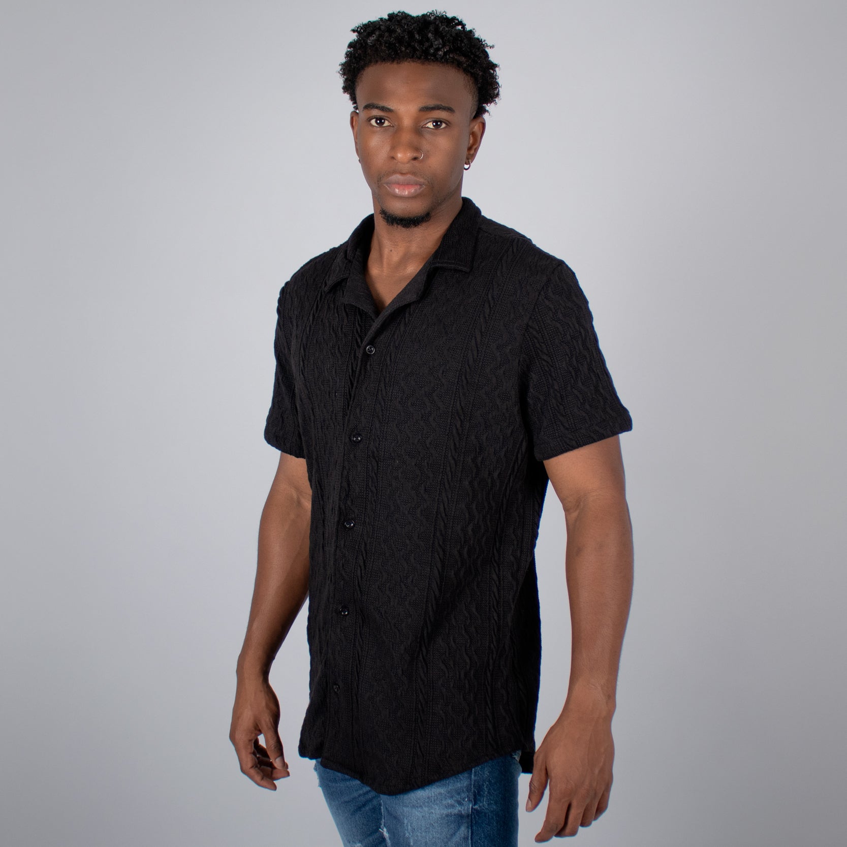 Camisa hombre textura negra