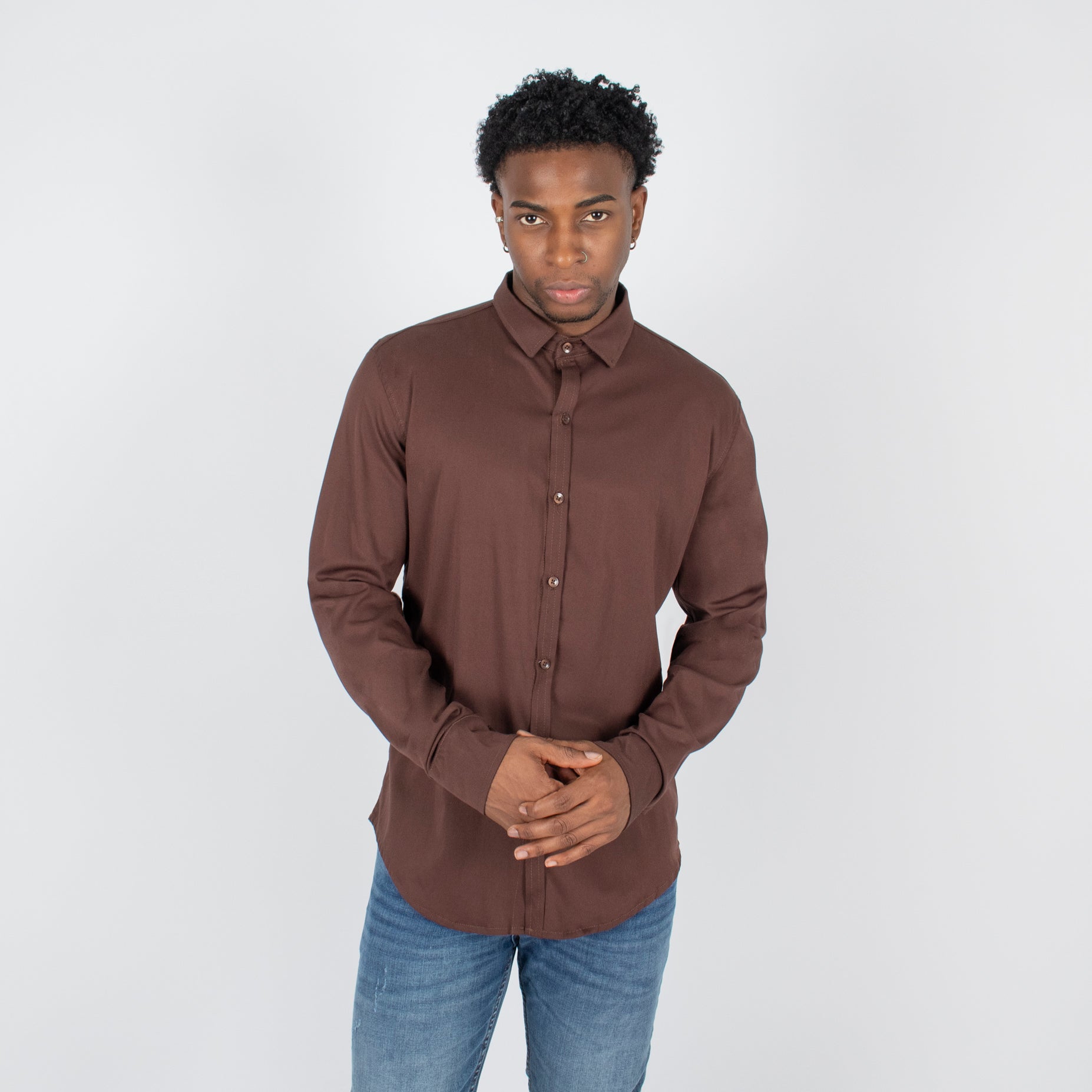 Camisa hombre ML cafe