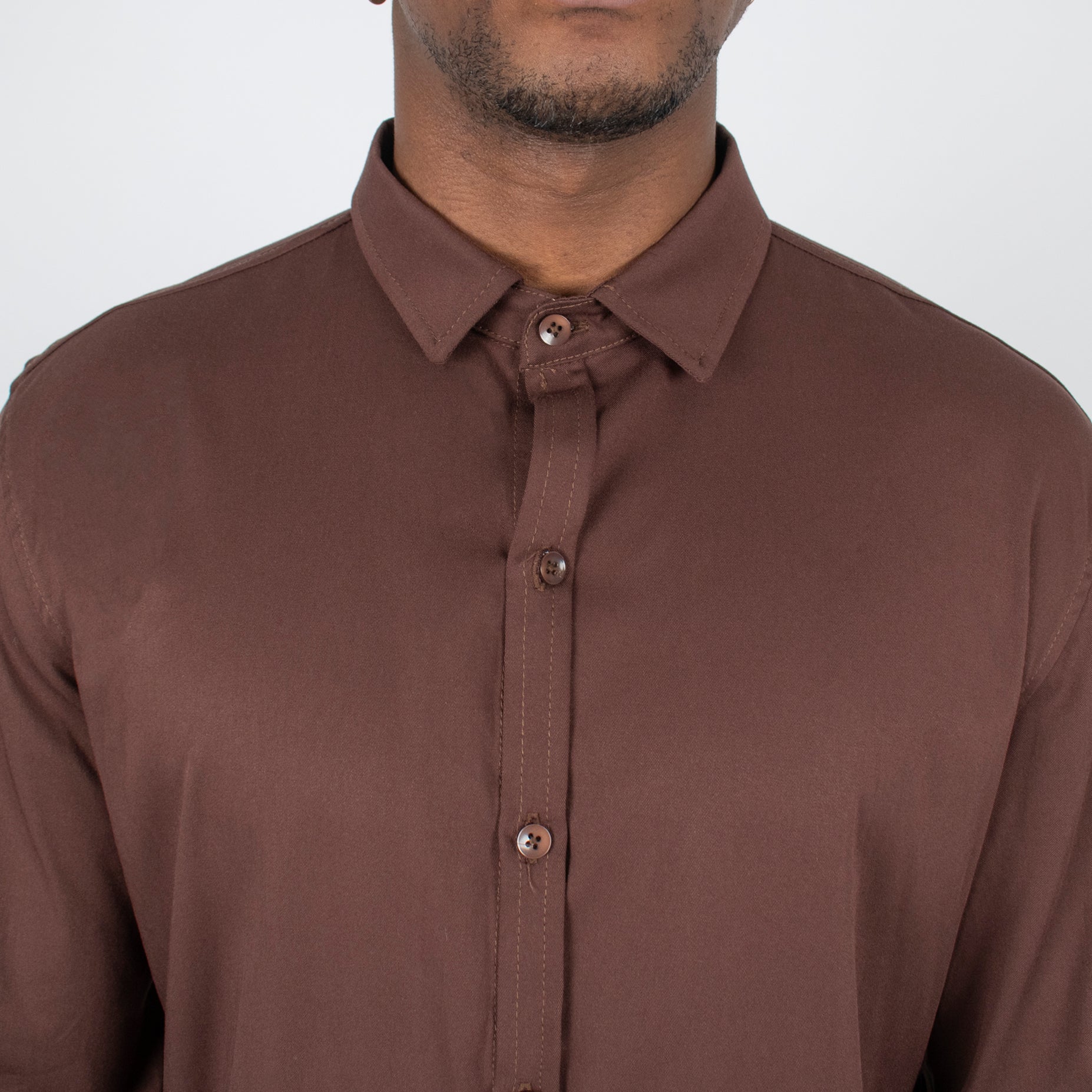 Camisa hombre ML cafe