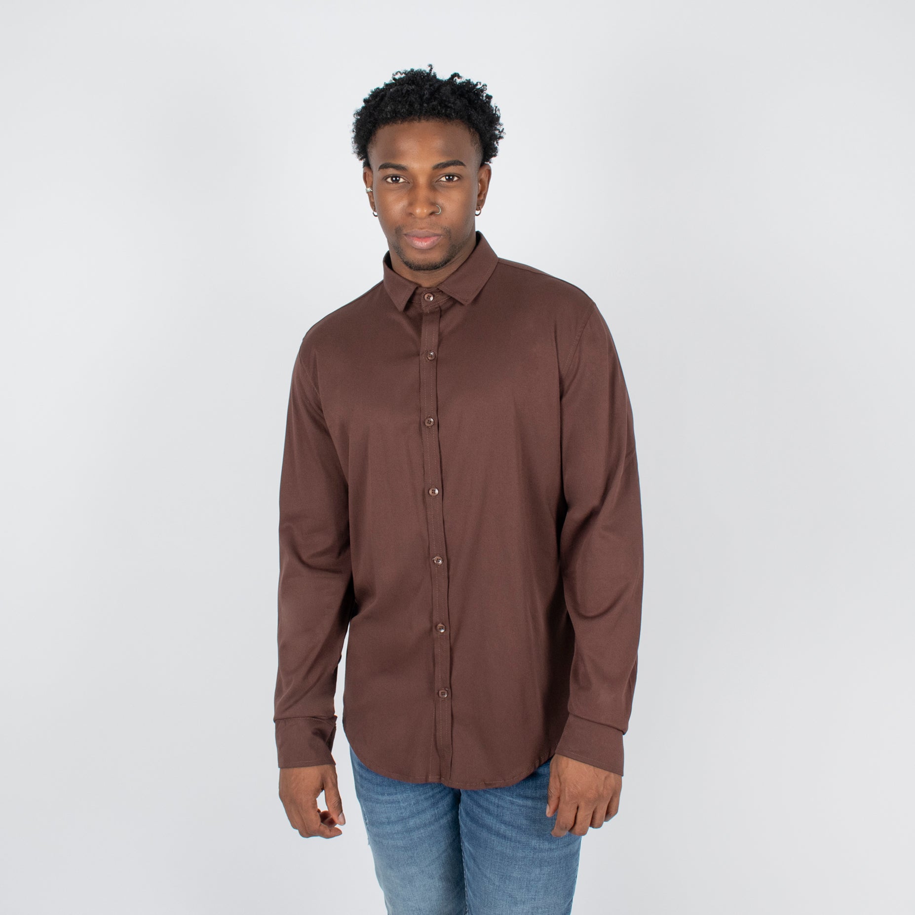 Camisa hombre ML cafe