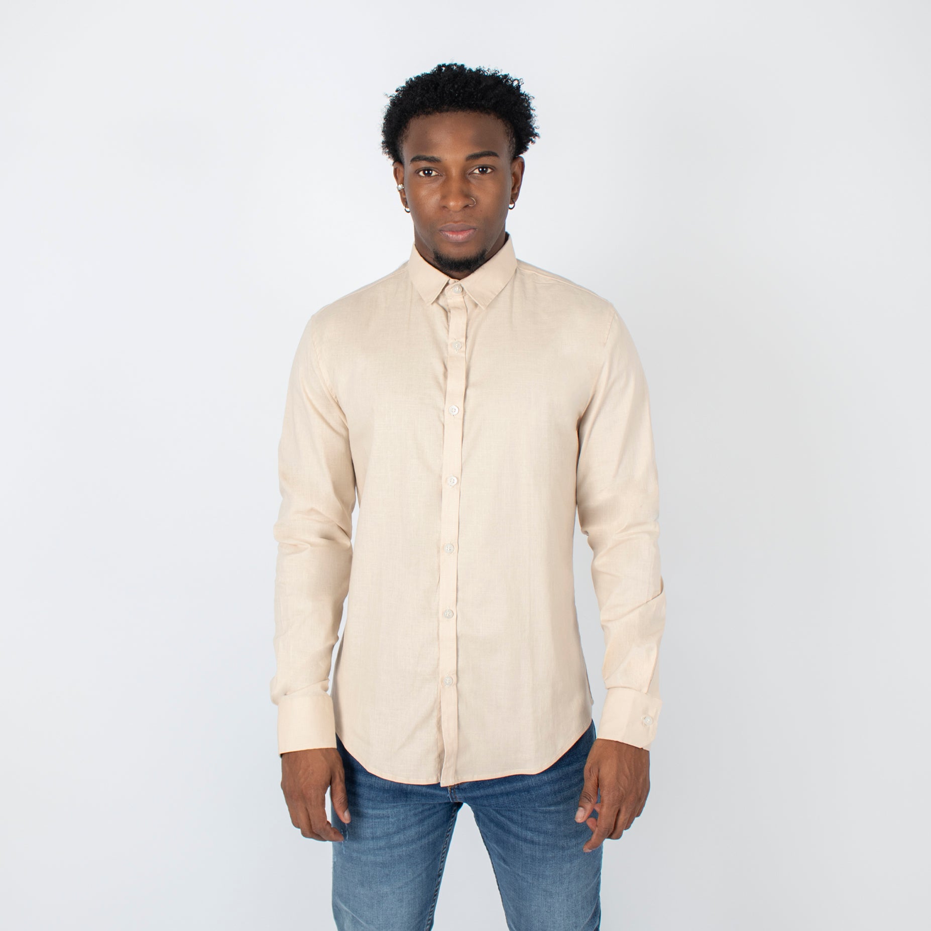 Camisa hombre ML beige