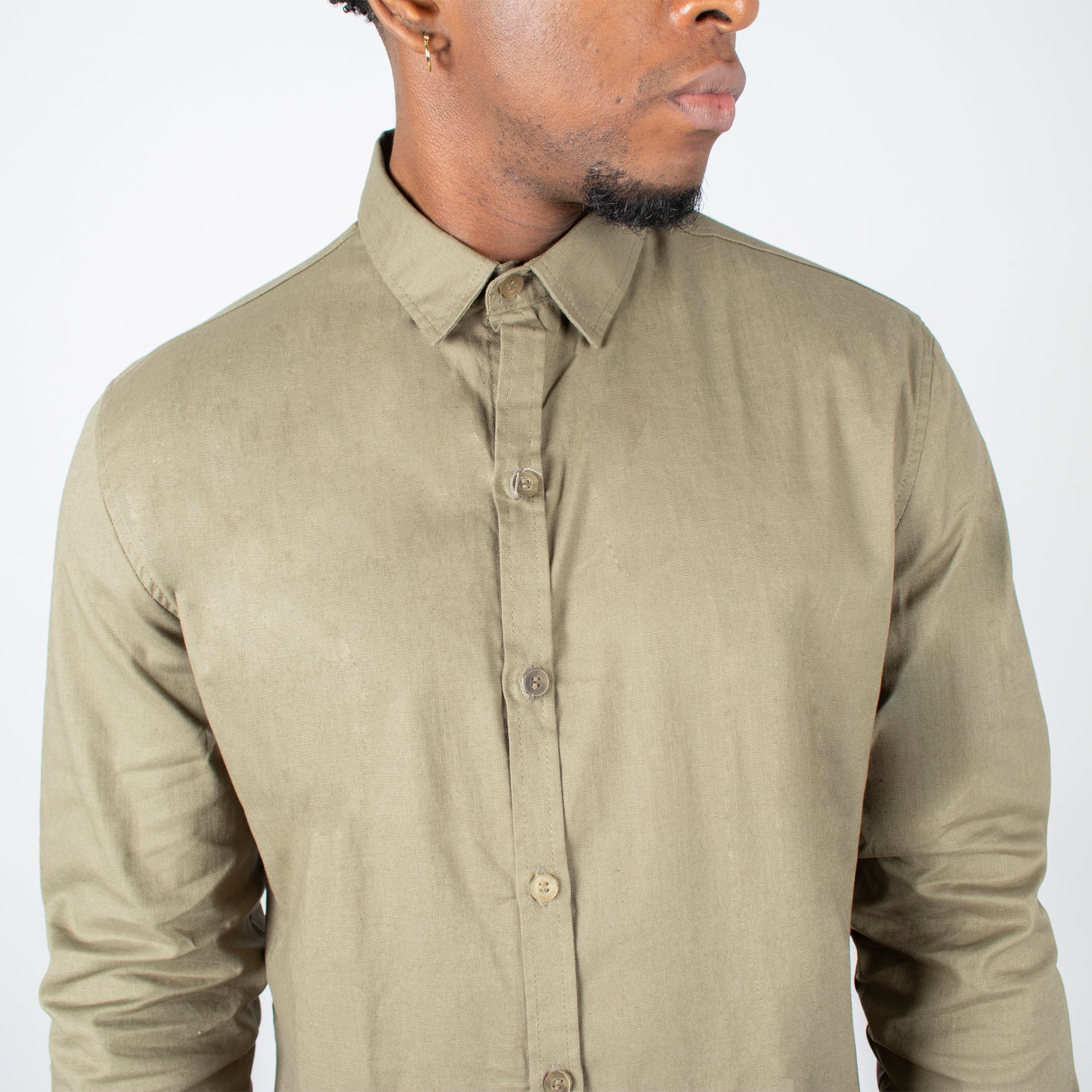 Camisa hombre Ml verde oliva
