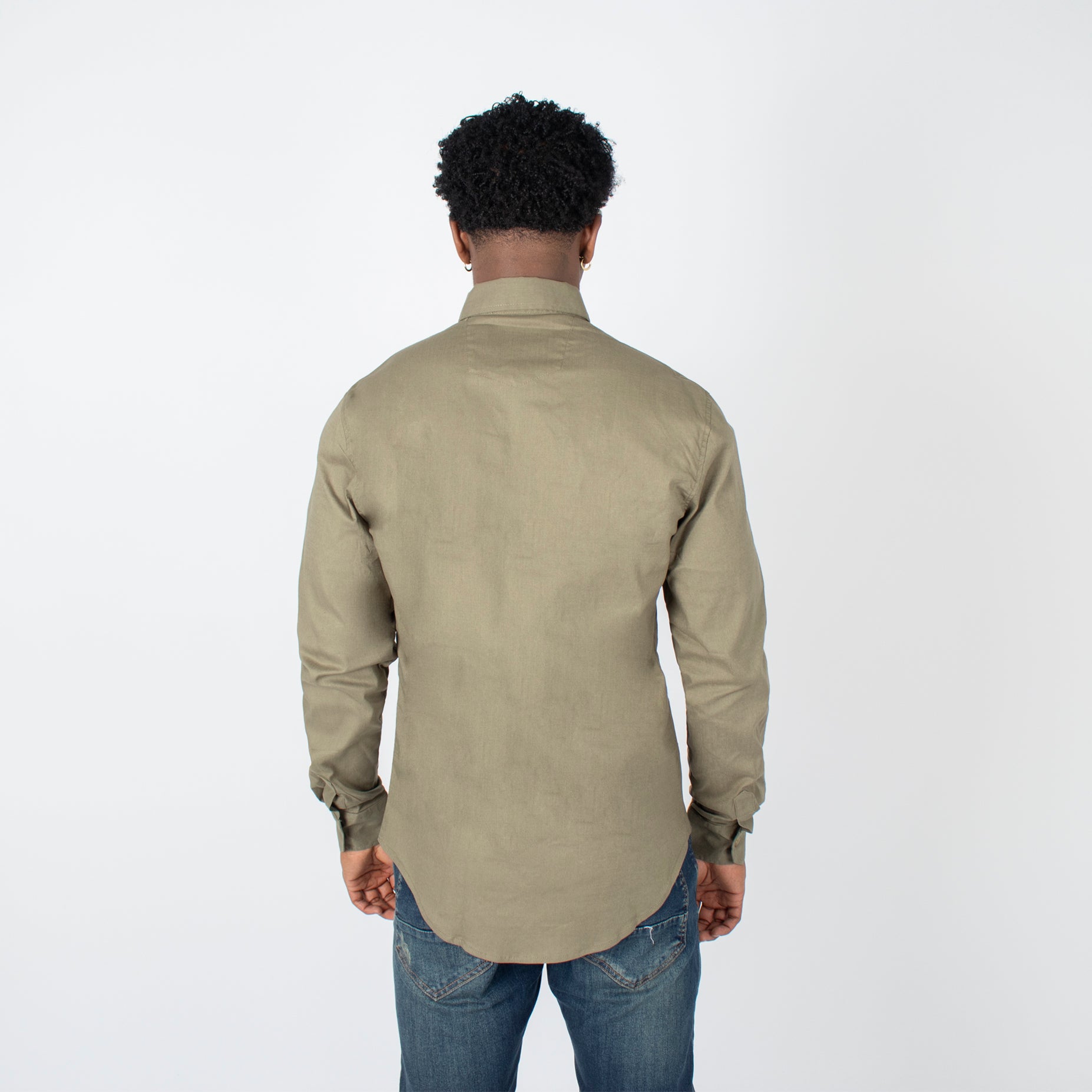 Camisa hombre Ml verde oliva