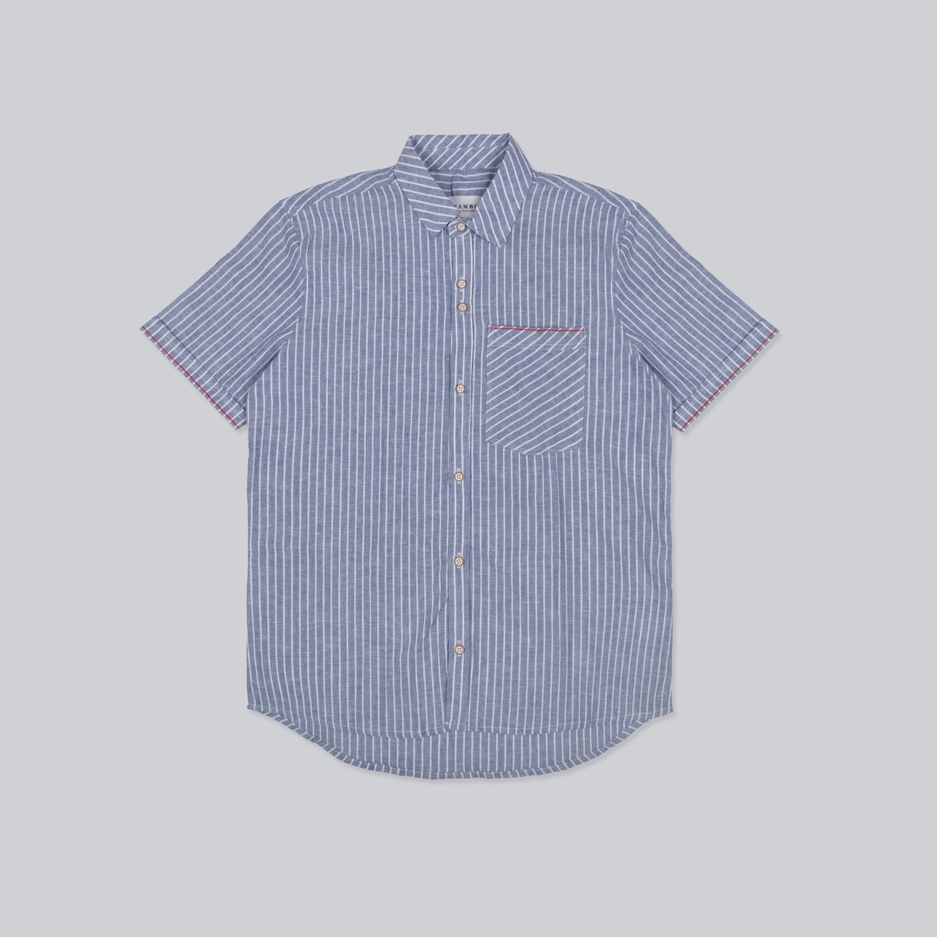 Camisa hombre bordado y rayas