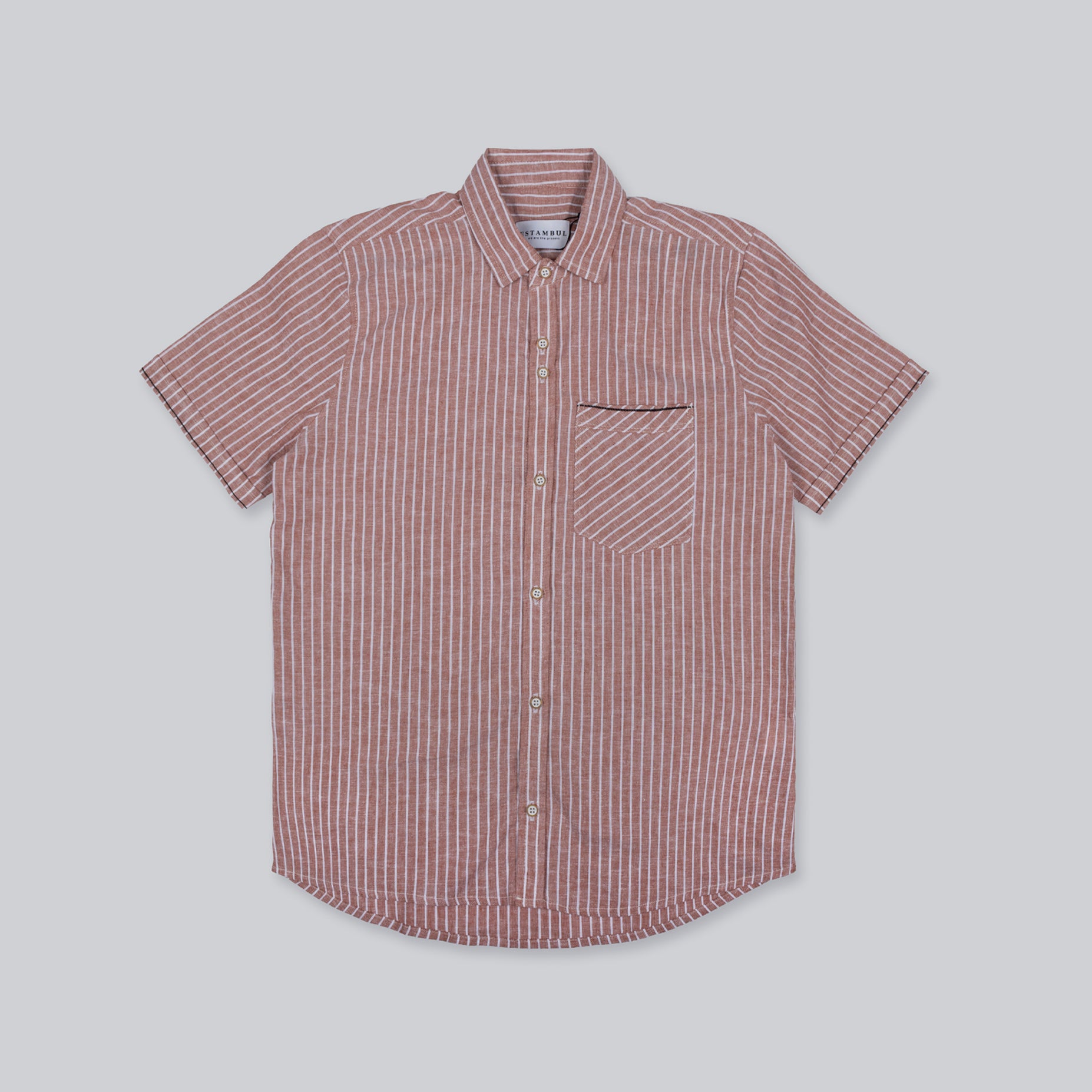 Camisa hombre bordado y rayas
