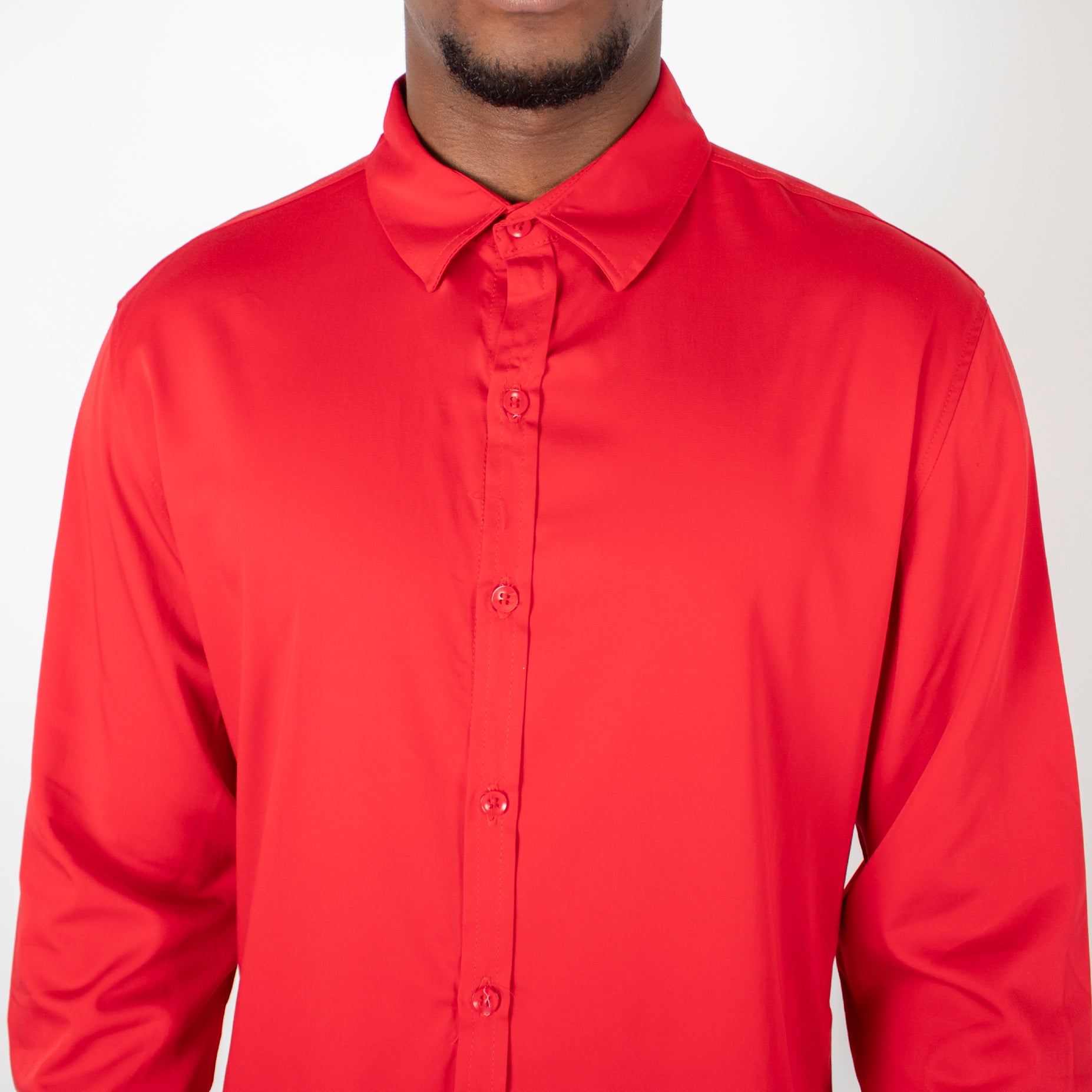 Camisa hombre Ml  cuello roja