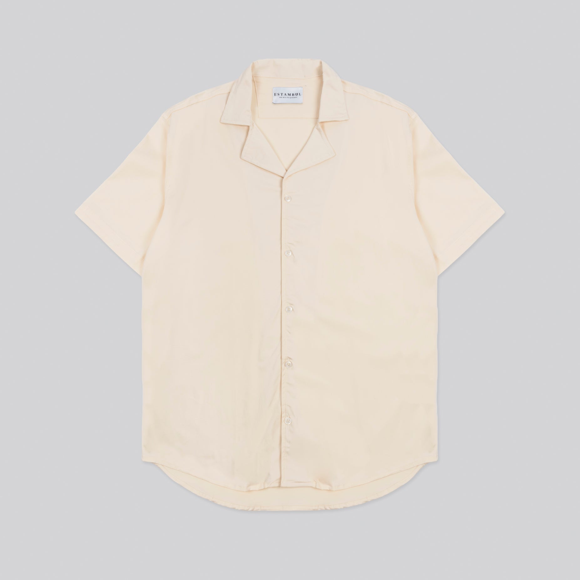 Camisa hombre cuello sport beige