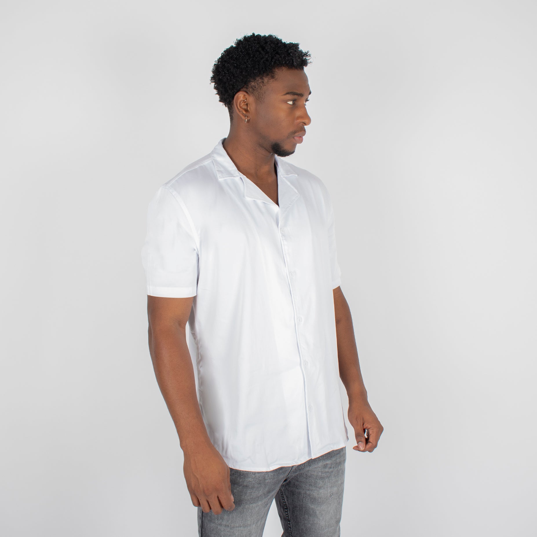 Camisa hombre cuello sport  blanca