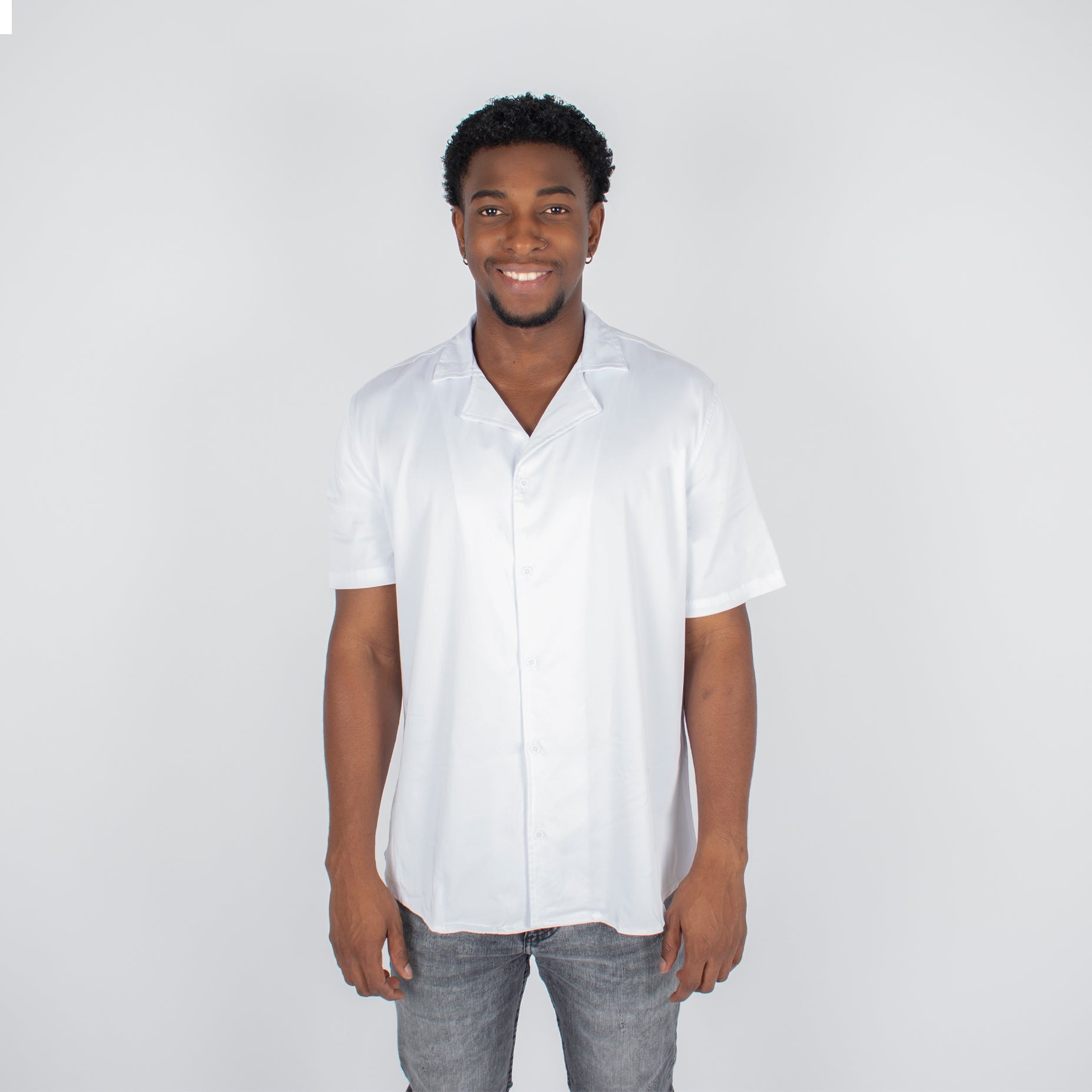 Camisa hombre cuello sport  blanca